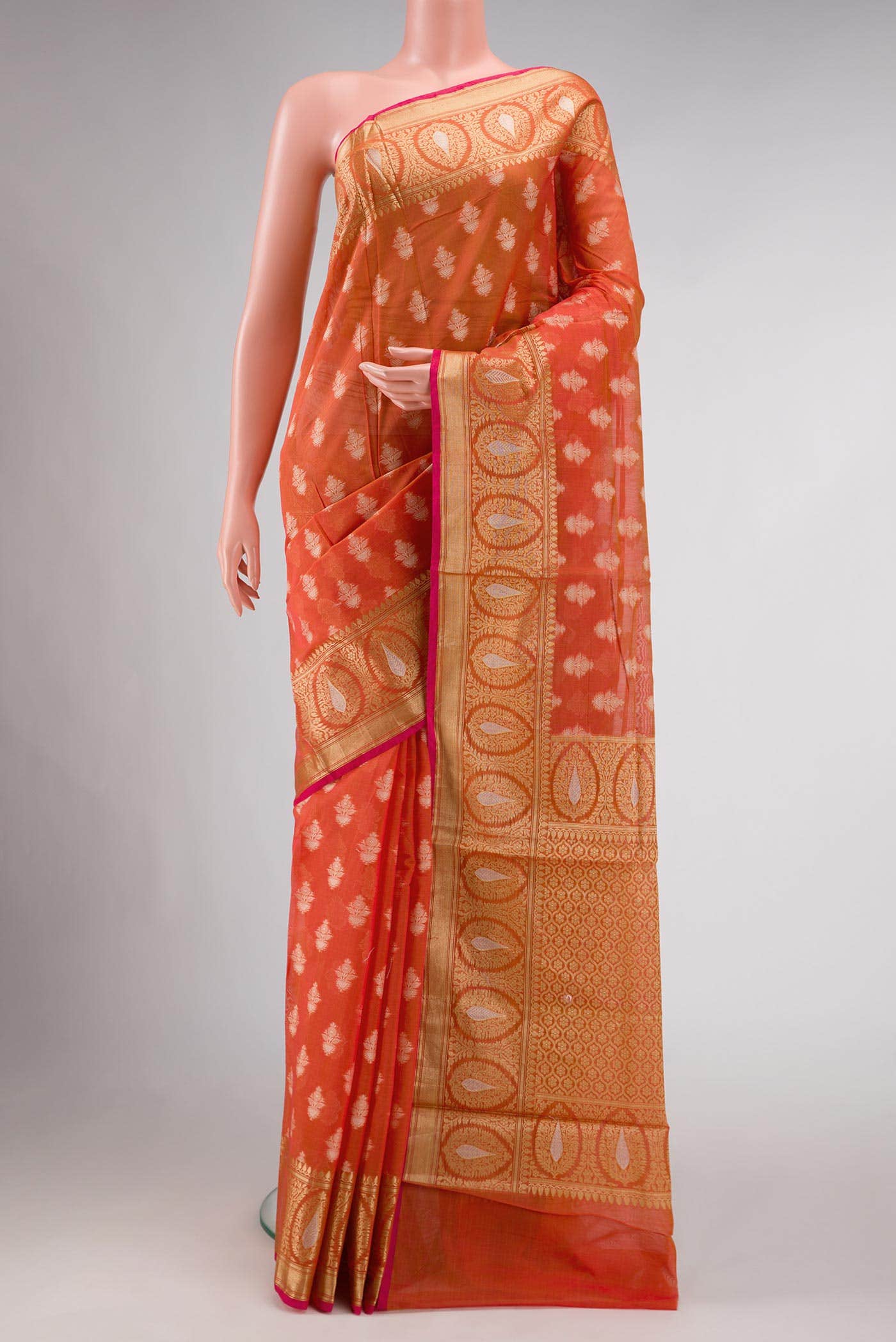 Orange Blended Chanderi Silk Saree