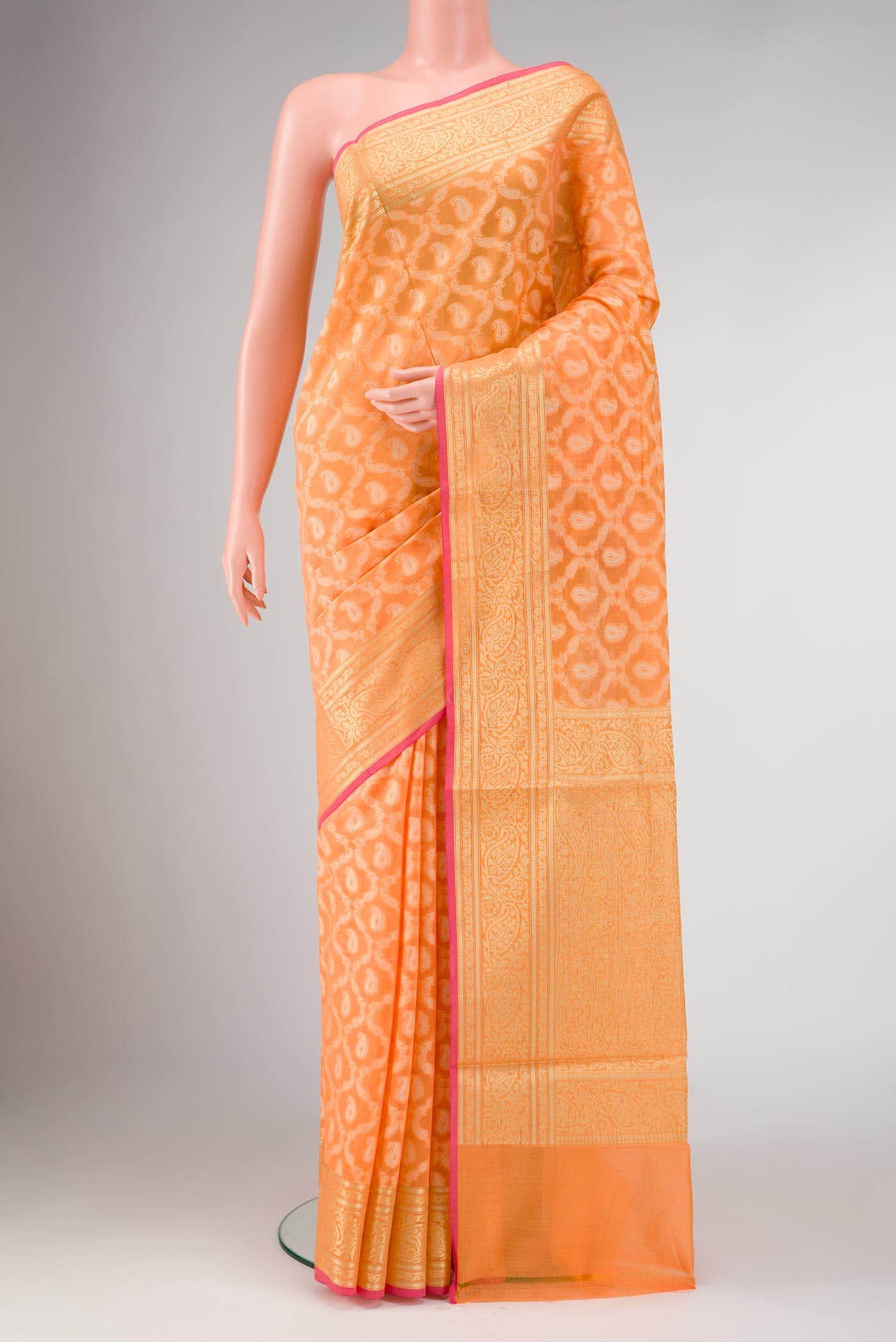 Golden Peach Dual Tone Blended Banarasi Silk Saree