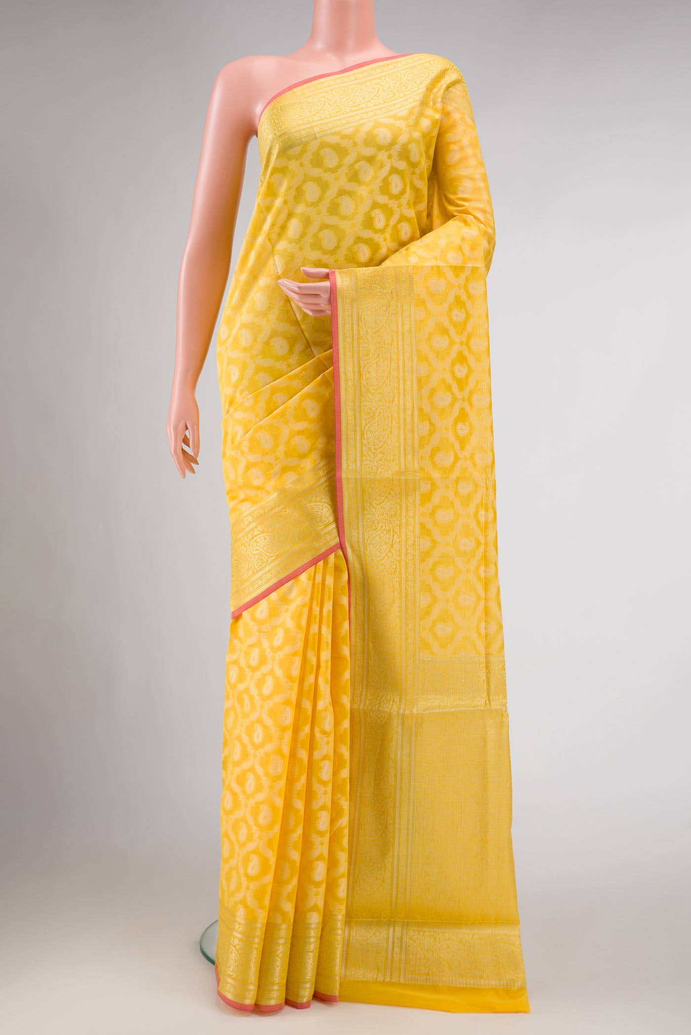 Yellow Blended Chanderi Silk Saree