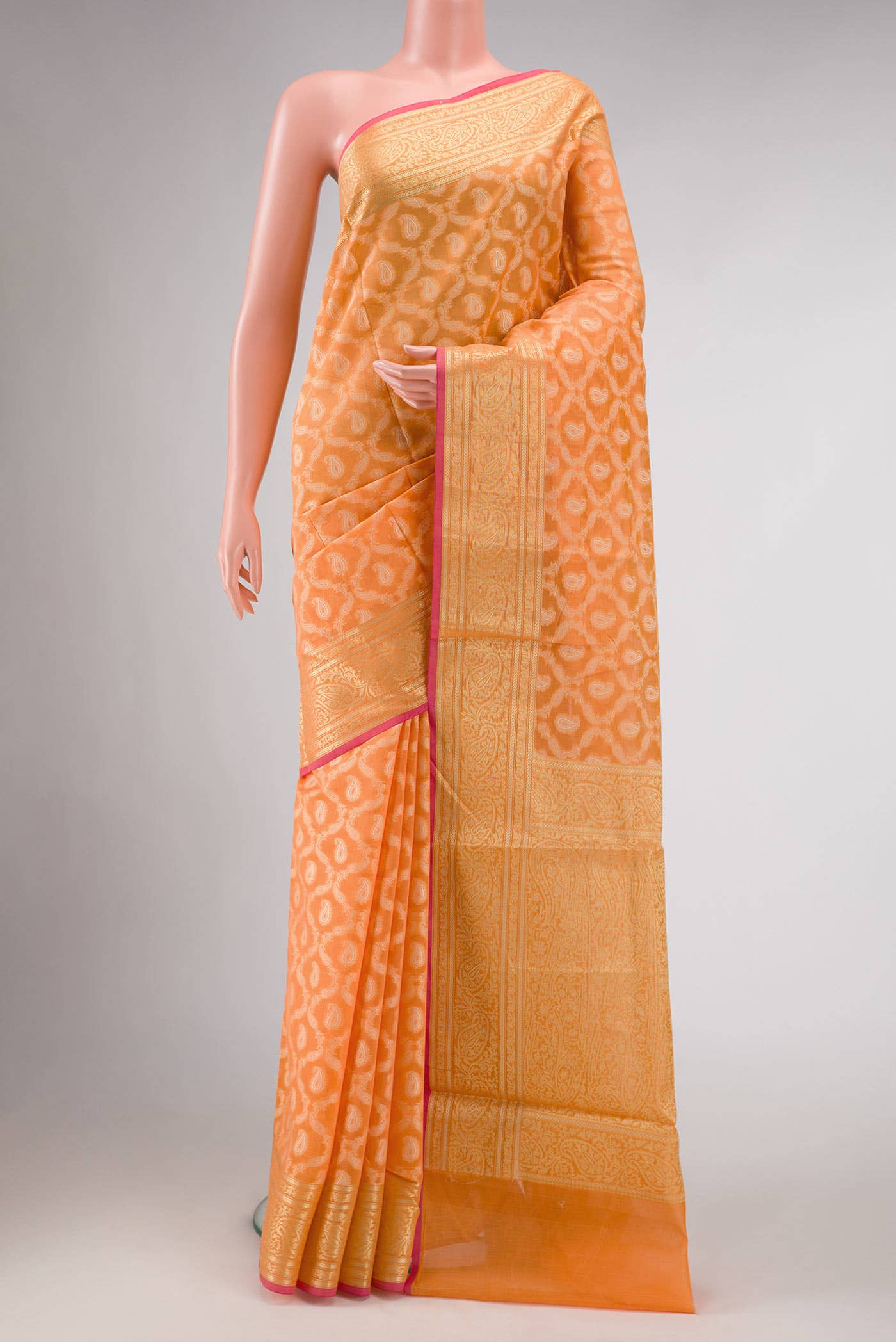 Peach Blended Chanderi Silk Saree