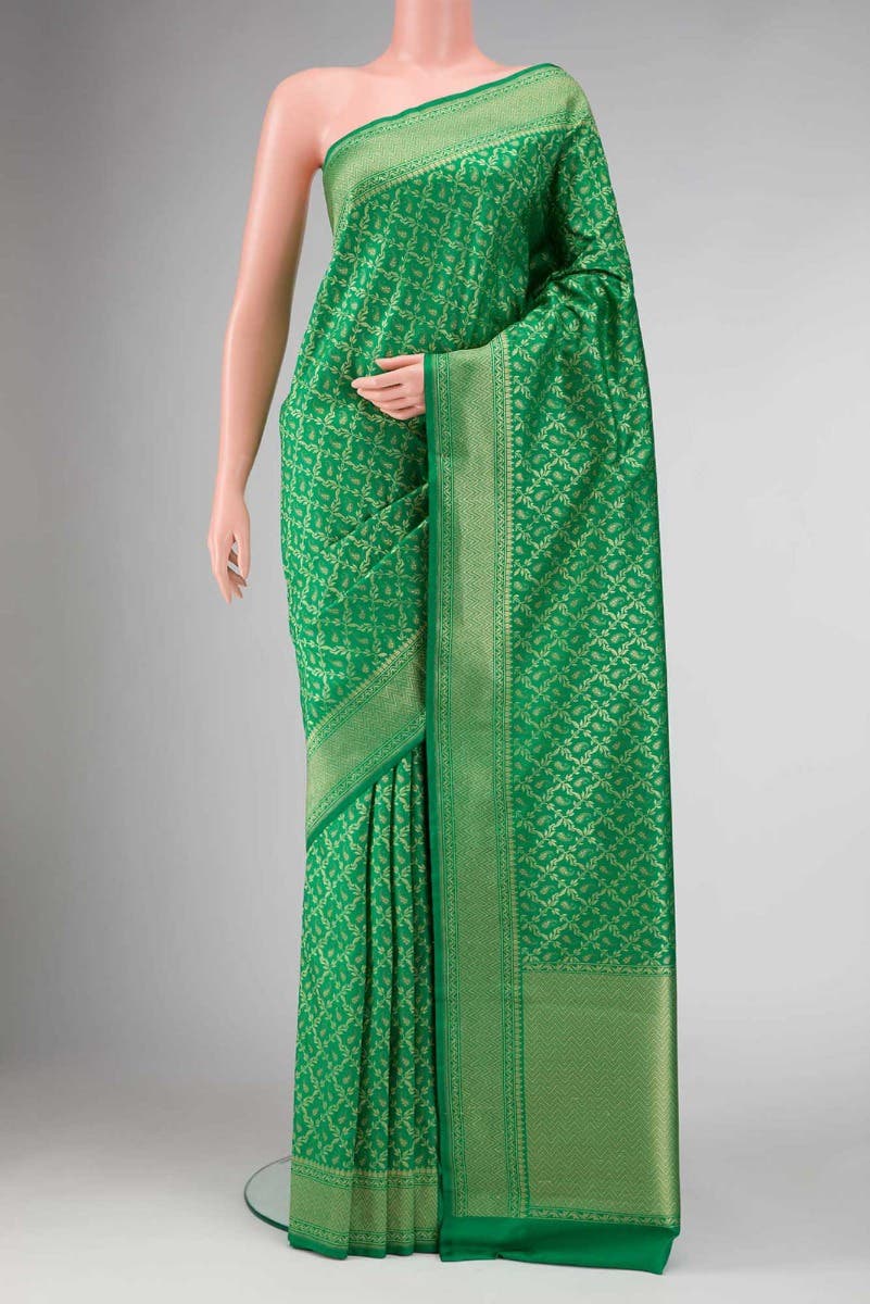 Green Dual Tone Blended Banarasi Silk Saree
