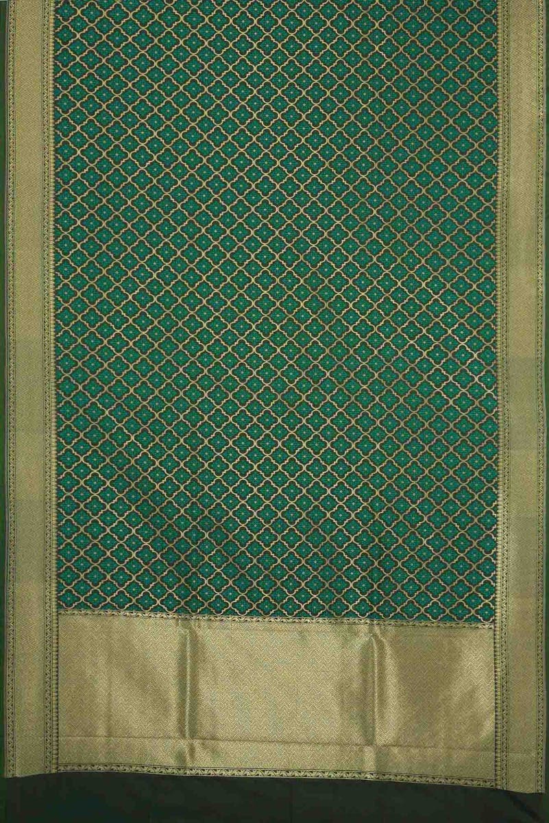 Bottle Green Dual Tone Blended Banarasi Silk Saree
