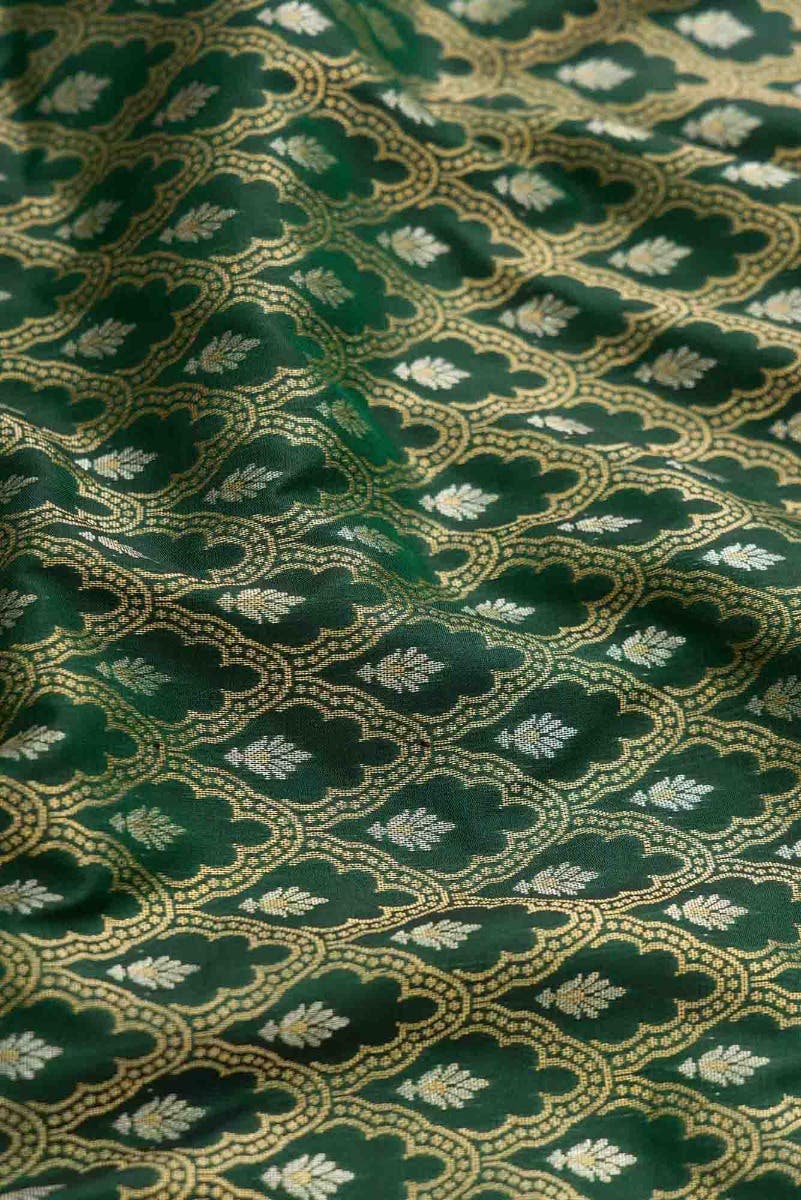 Bottle Green Dual Tone Blended Banarasi Silk Saree