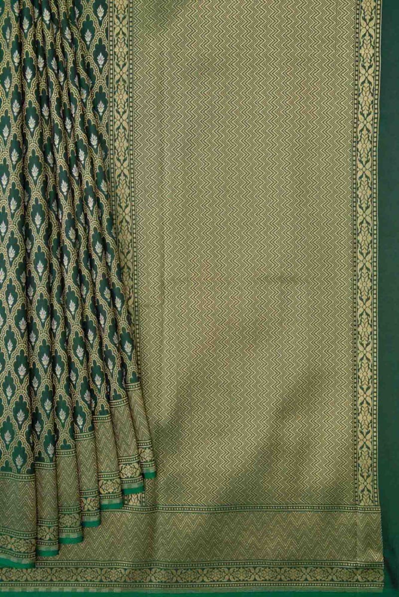 Bottle Green Dual Tone Blended Banarasi Silk Saree