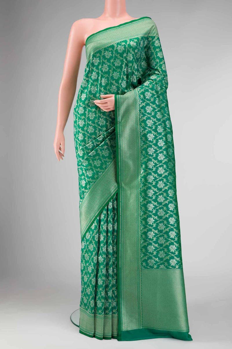 Green Dual Tone Blended Banarasi Silk Saree