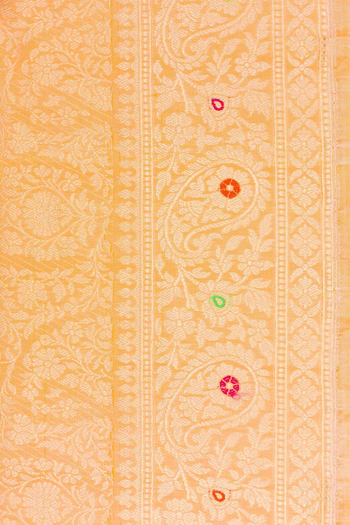 Golden Peach Banarasi Silk Saree