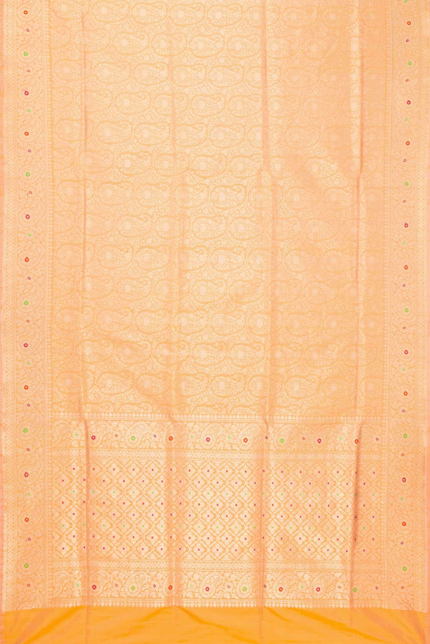 Golden Peach Banarasi Silk Saree