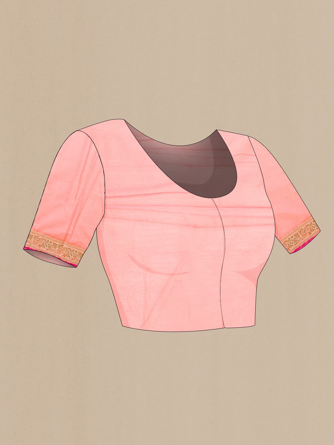 Golden Peach Blended Chanderi Silk Saree