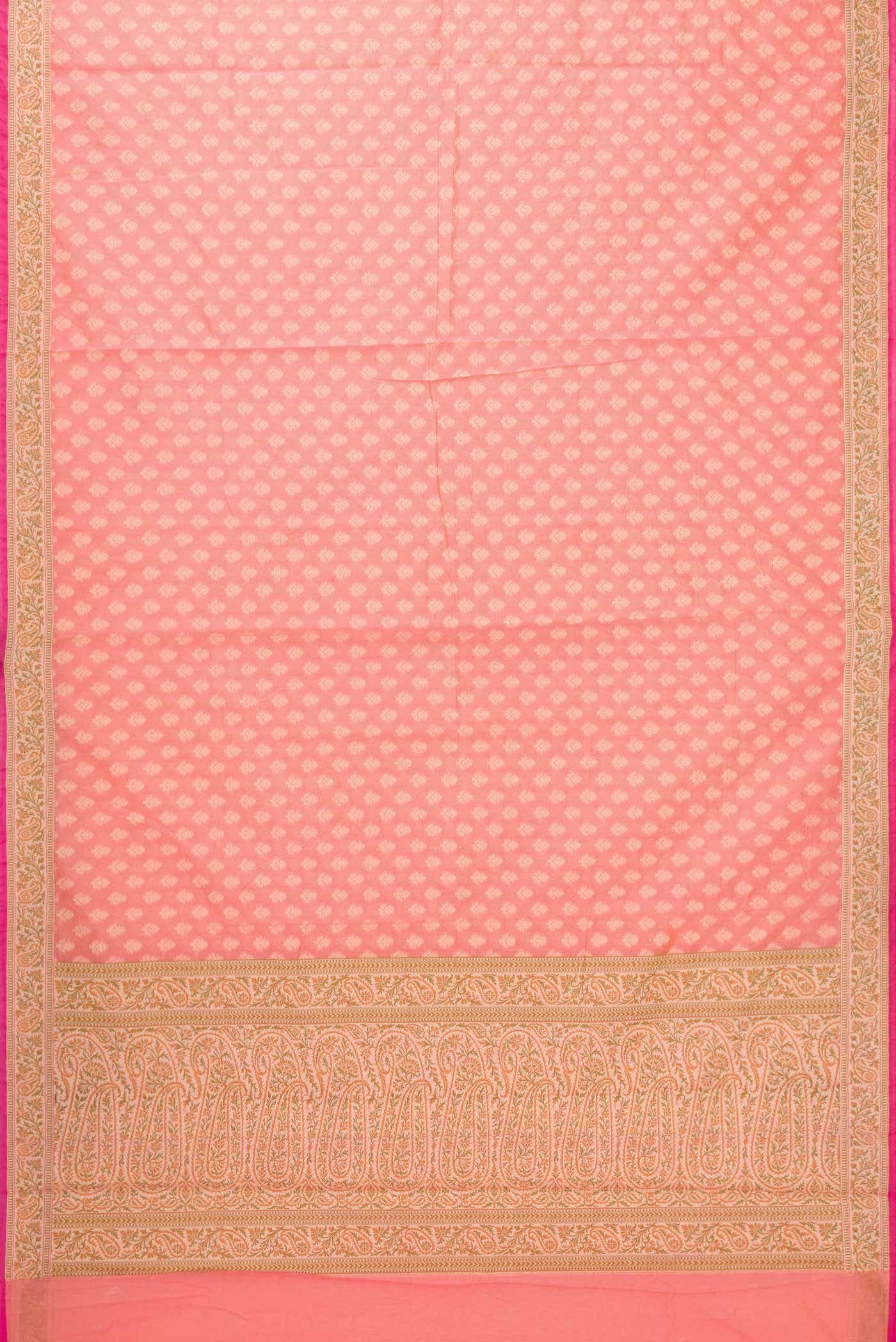 Golden Peach Blended Chanderi Silk Saree