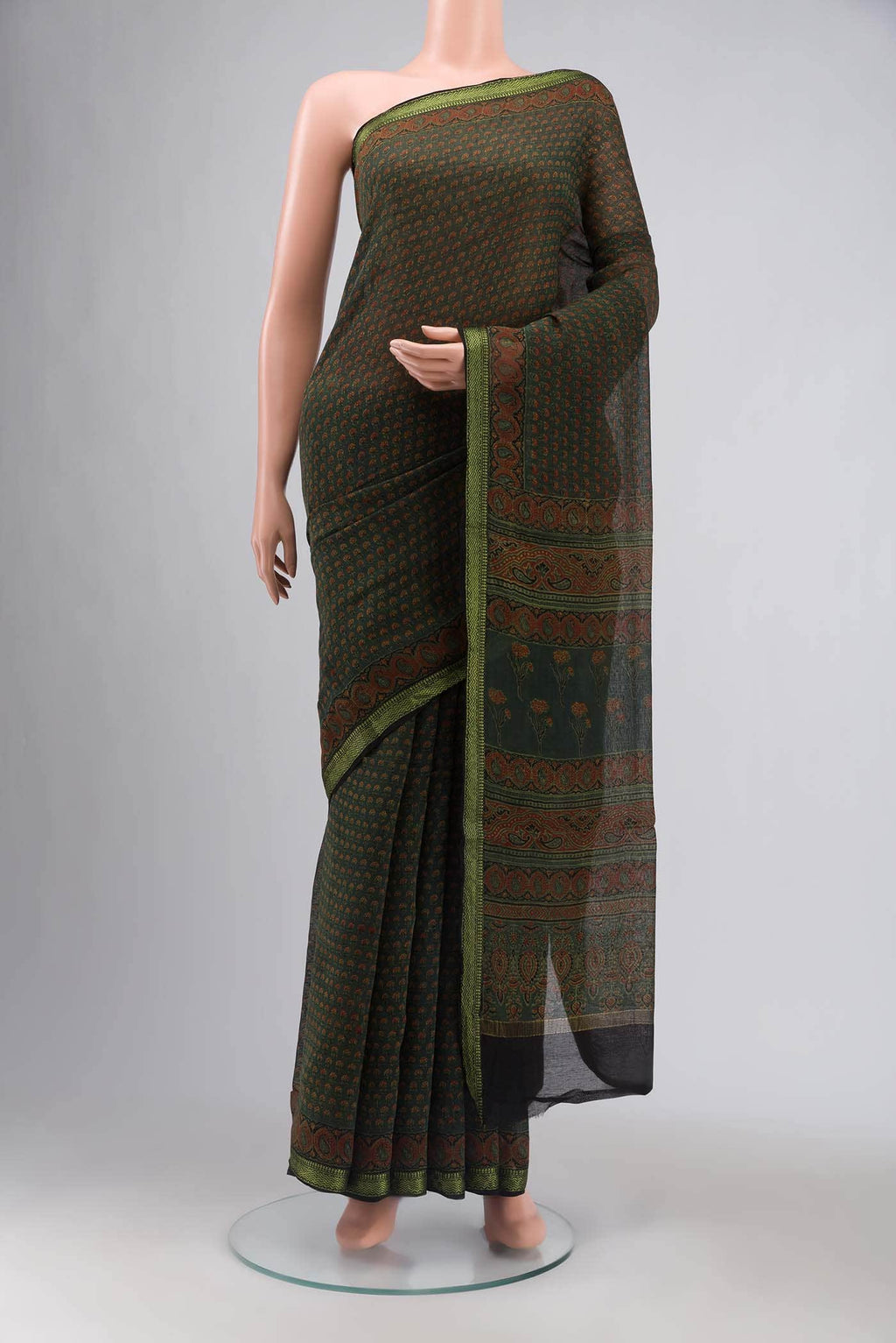 Green Chanderi Silk Cotton Saree