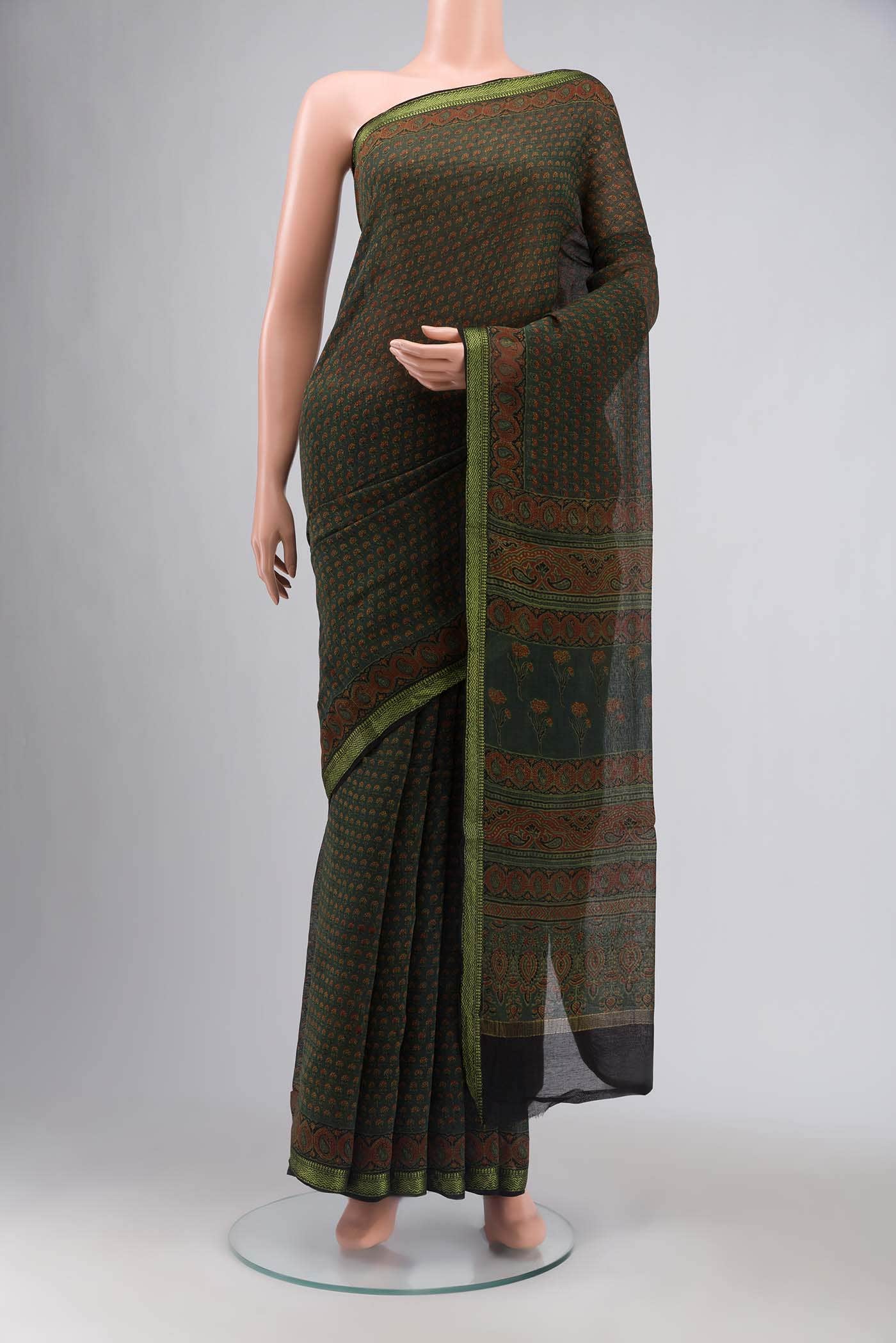 Green Chanderi Silk Cotton Saree