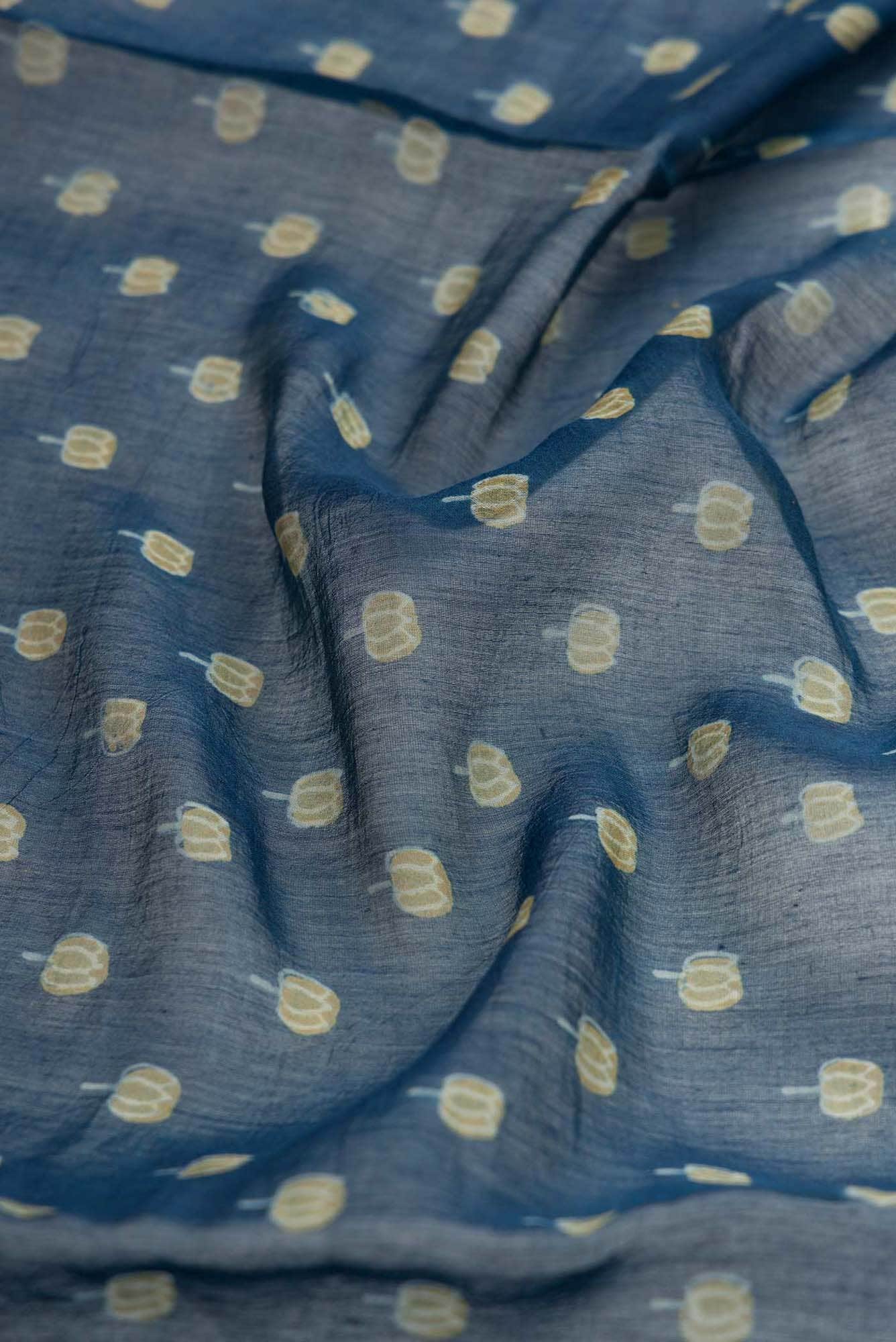 Blue Dual Tone Chanderi Silk Saree