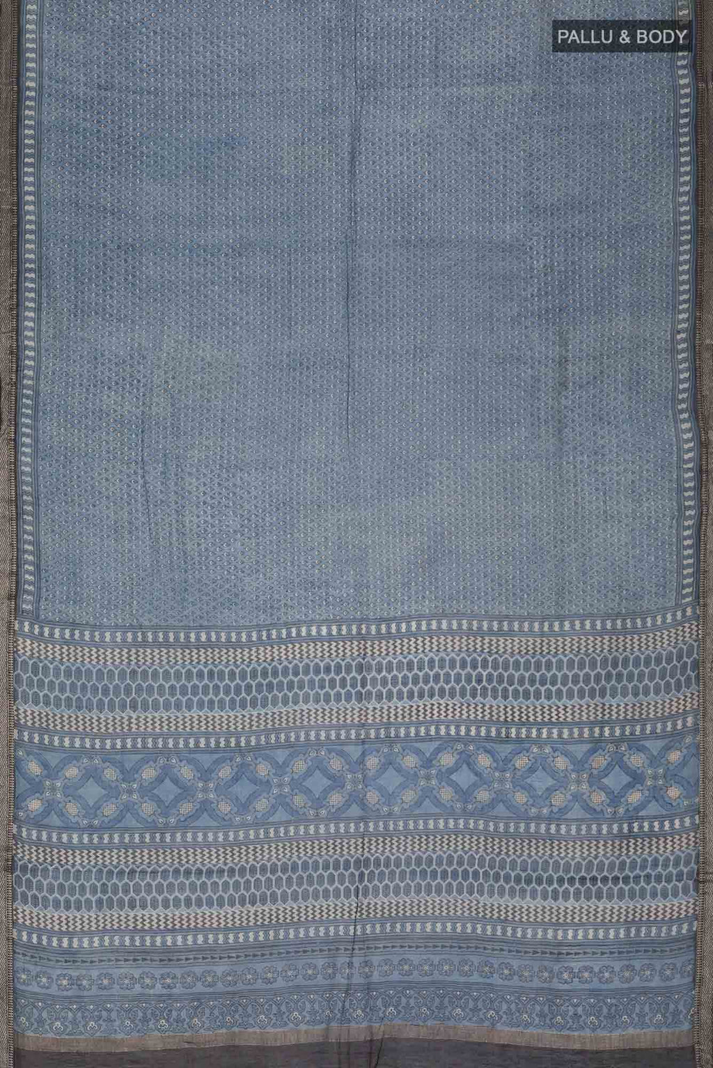 Blue Grey Maheshwari Silk Cotton Saree