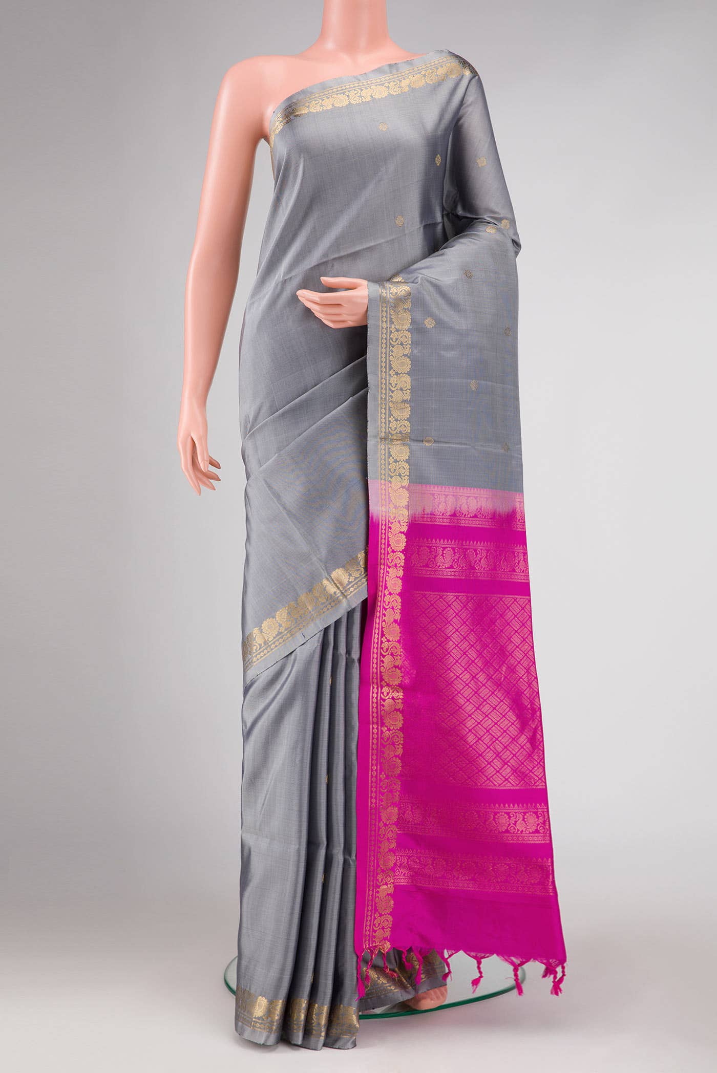 Grey Dual Tone Kanchipuram Silk Saree