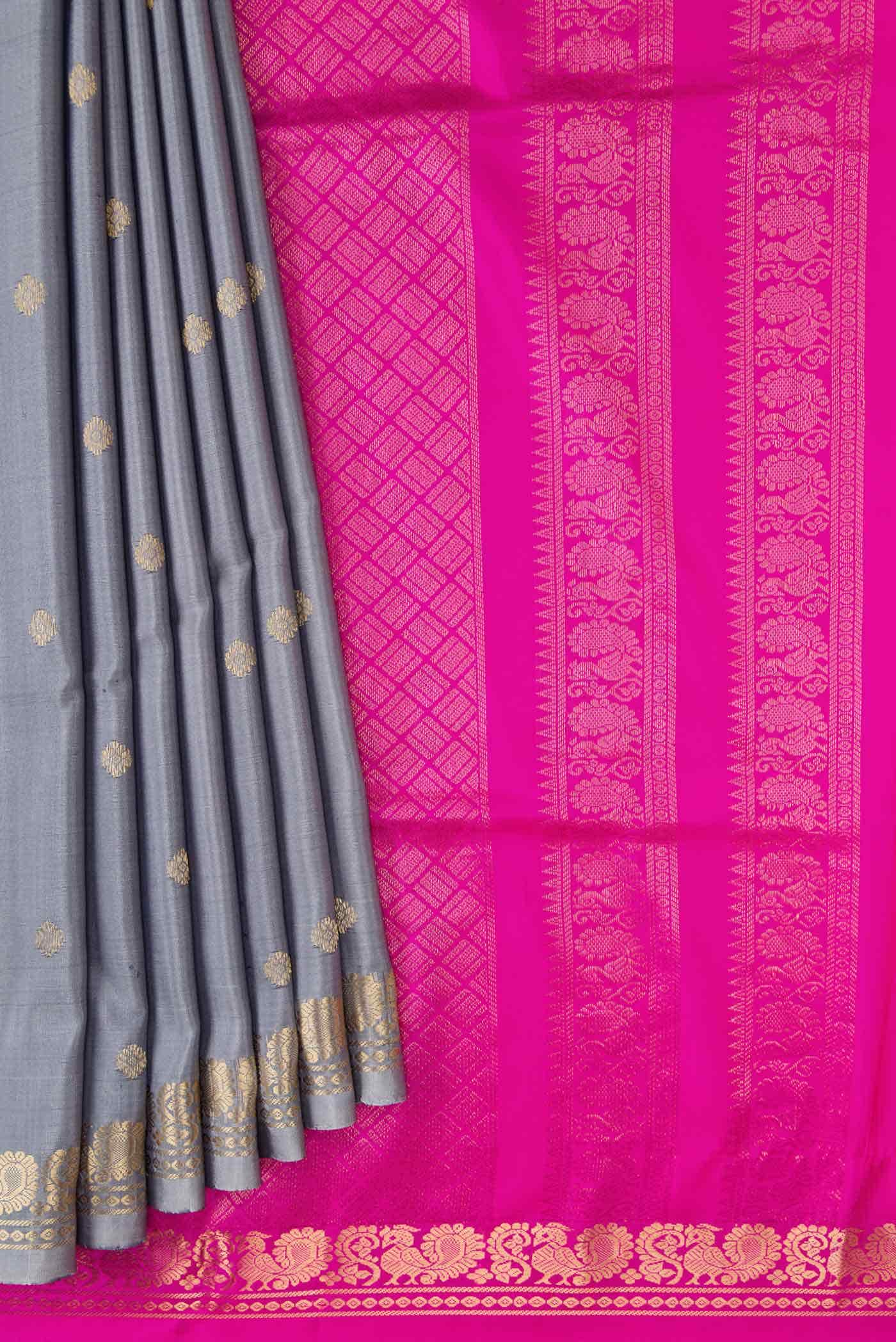 Grey Dual Tone Kanchipuram Silk Saree
