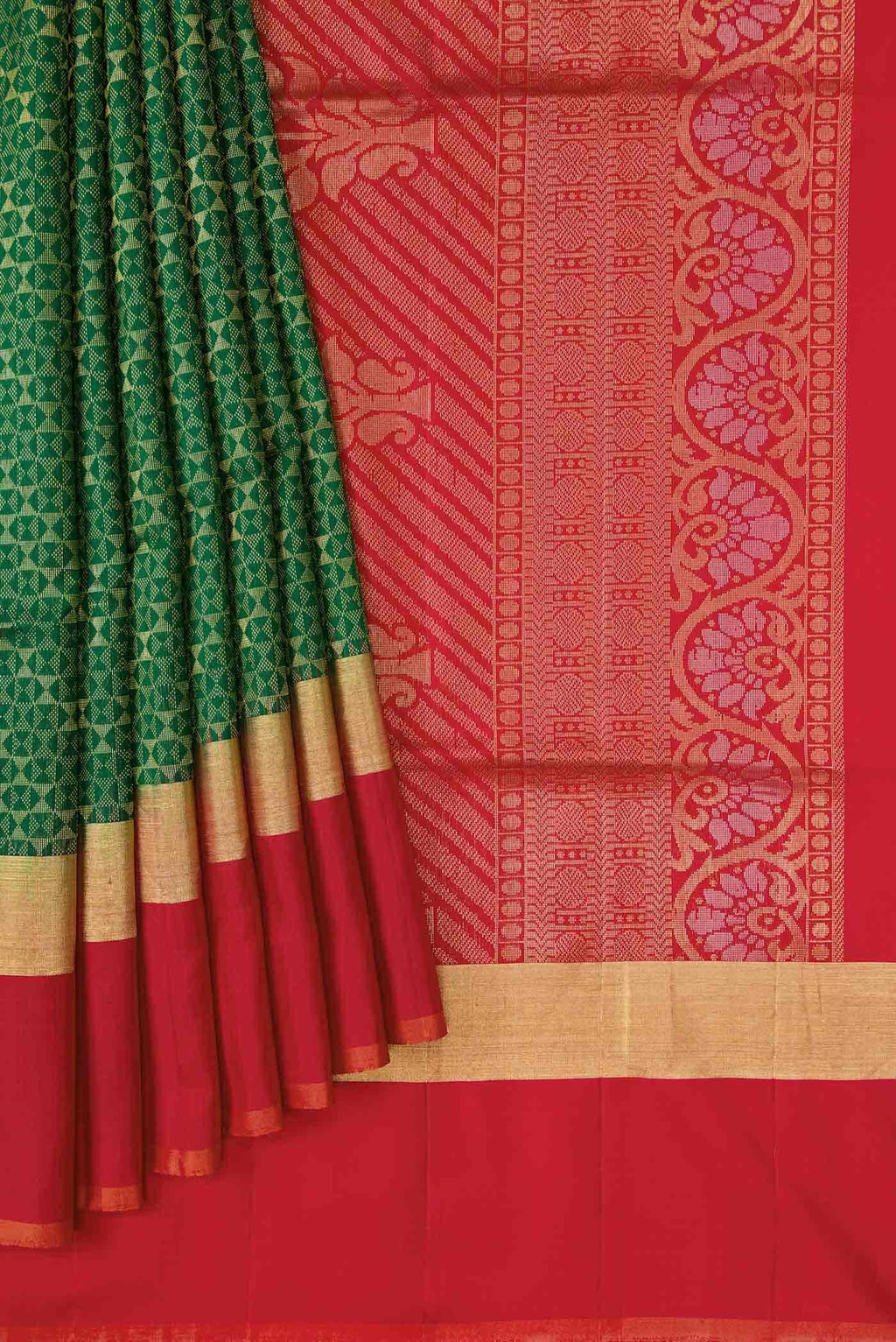 Green Dual Tone Soft Silk Saree