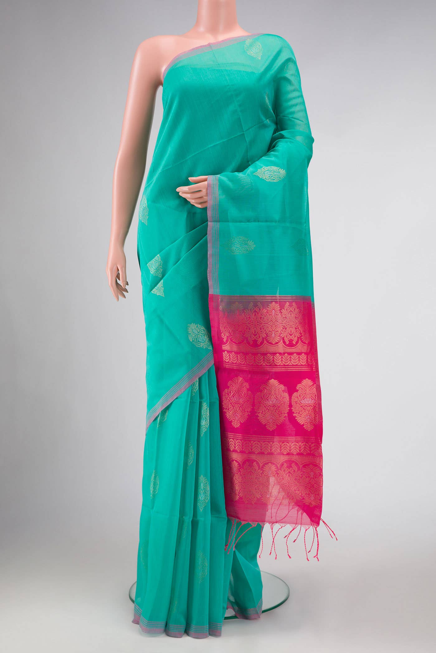 Sea Green Silk Cotton Saree