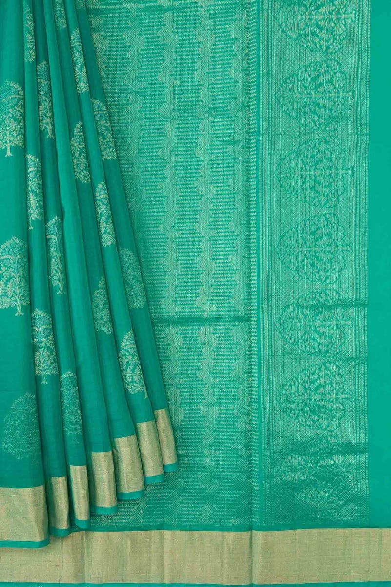 Sea Green Dual Tone Silk Cotton Saree