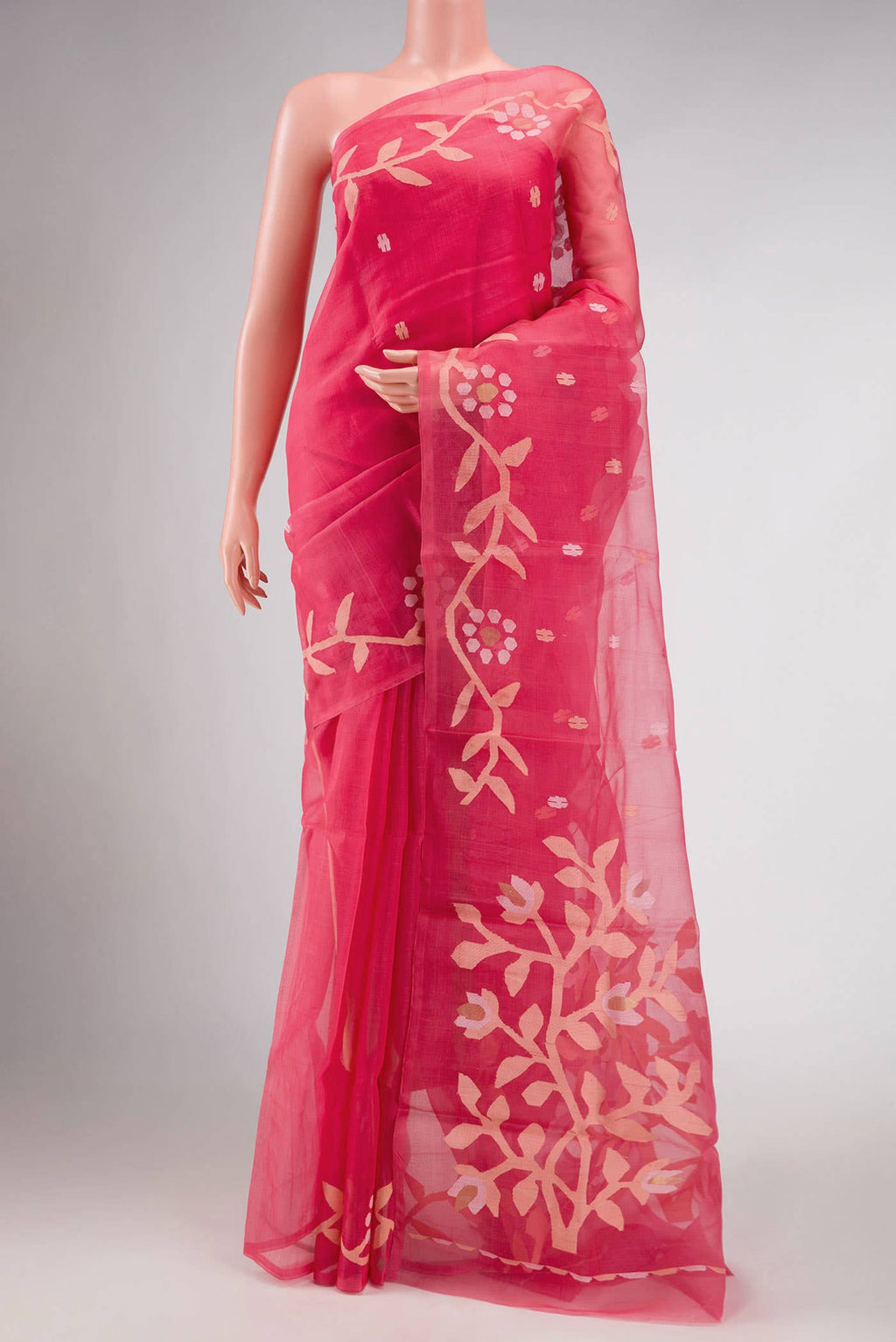 Dark Pink Muslin Silk Saree