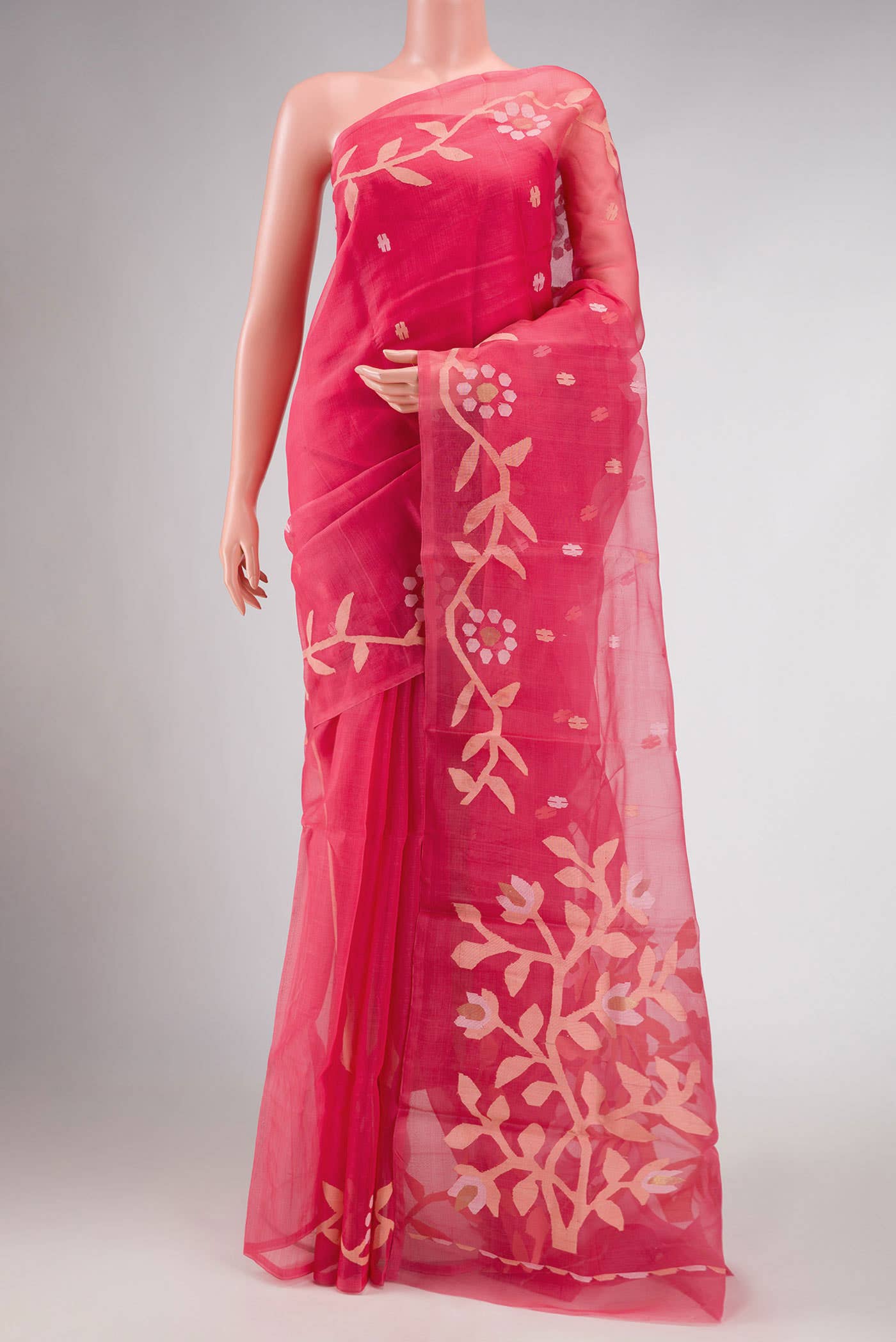Dark Pink Muslin Silk Saree