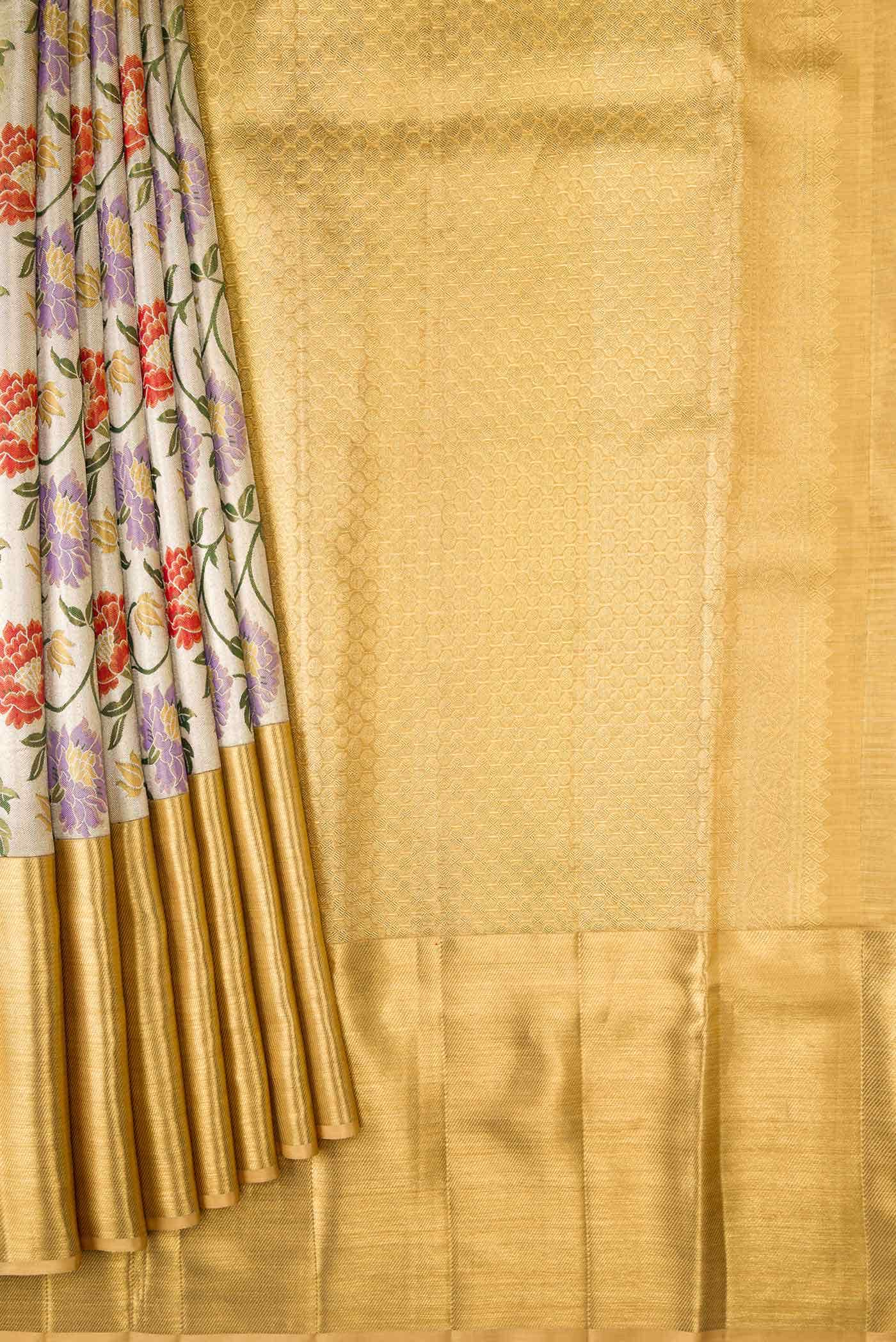 Gold Dual Tone Kanchipuram Tissue Silk Saree
