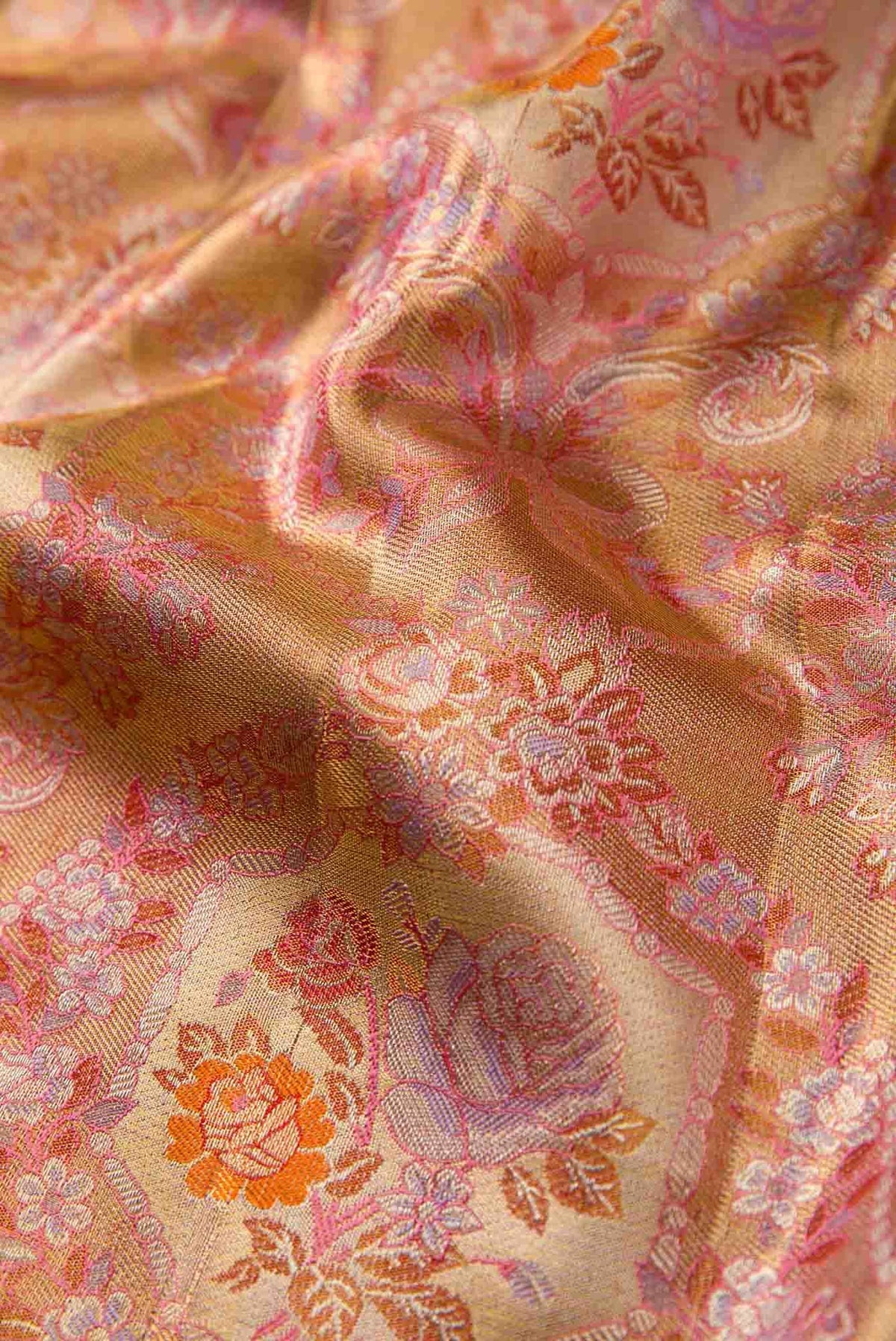 Pink Dual Tone Kanjivaram Tissue Silk Saree