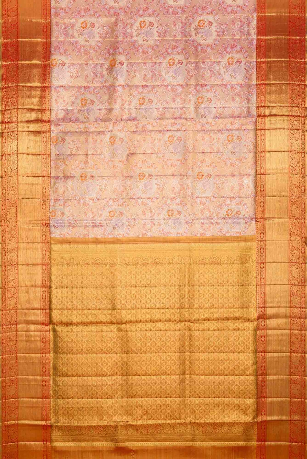 Pink Dual Tone Kanjivaram Tissue Silk Saree