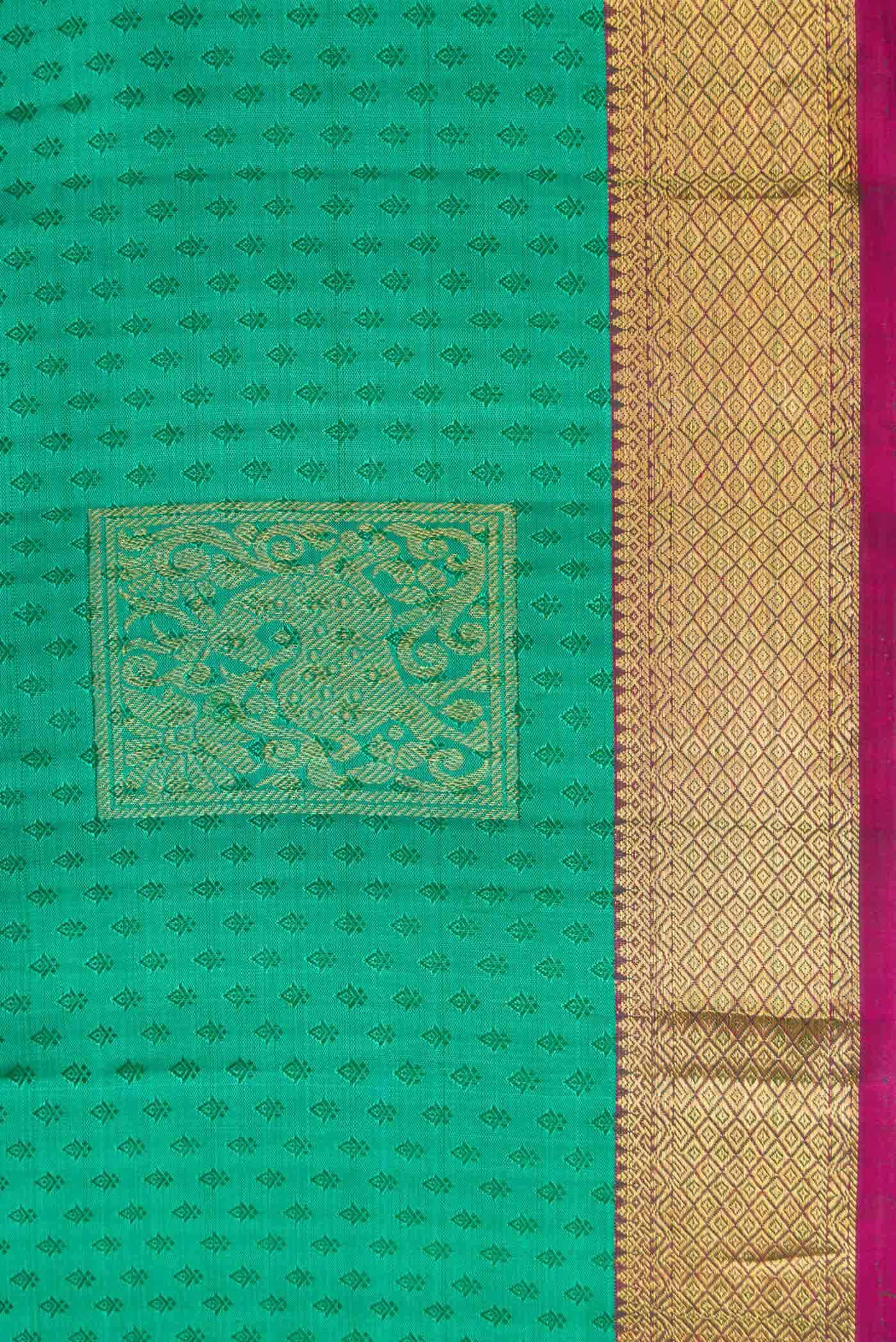 Pure Silk Pure Zari Green Kanchipuram Saree