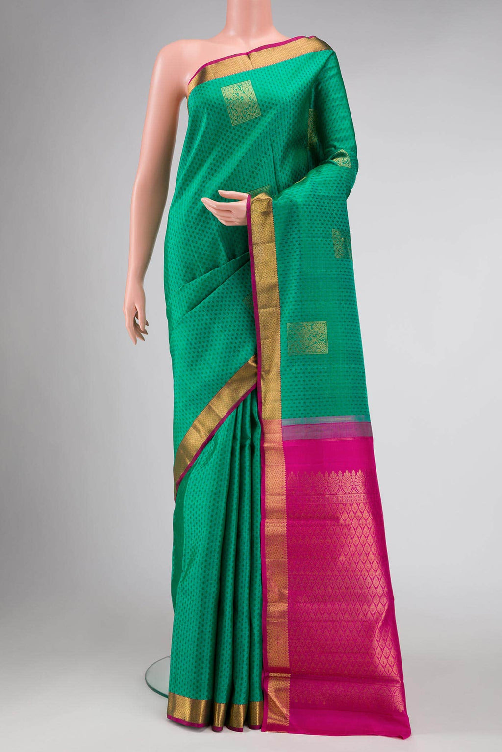 Pure Silk Pure Zari Green Kanchipuram Saree