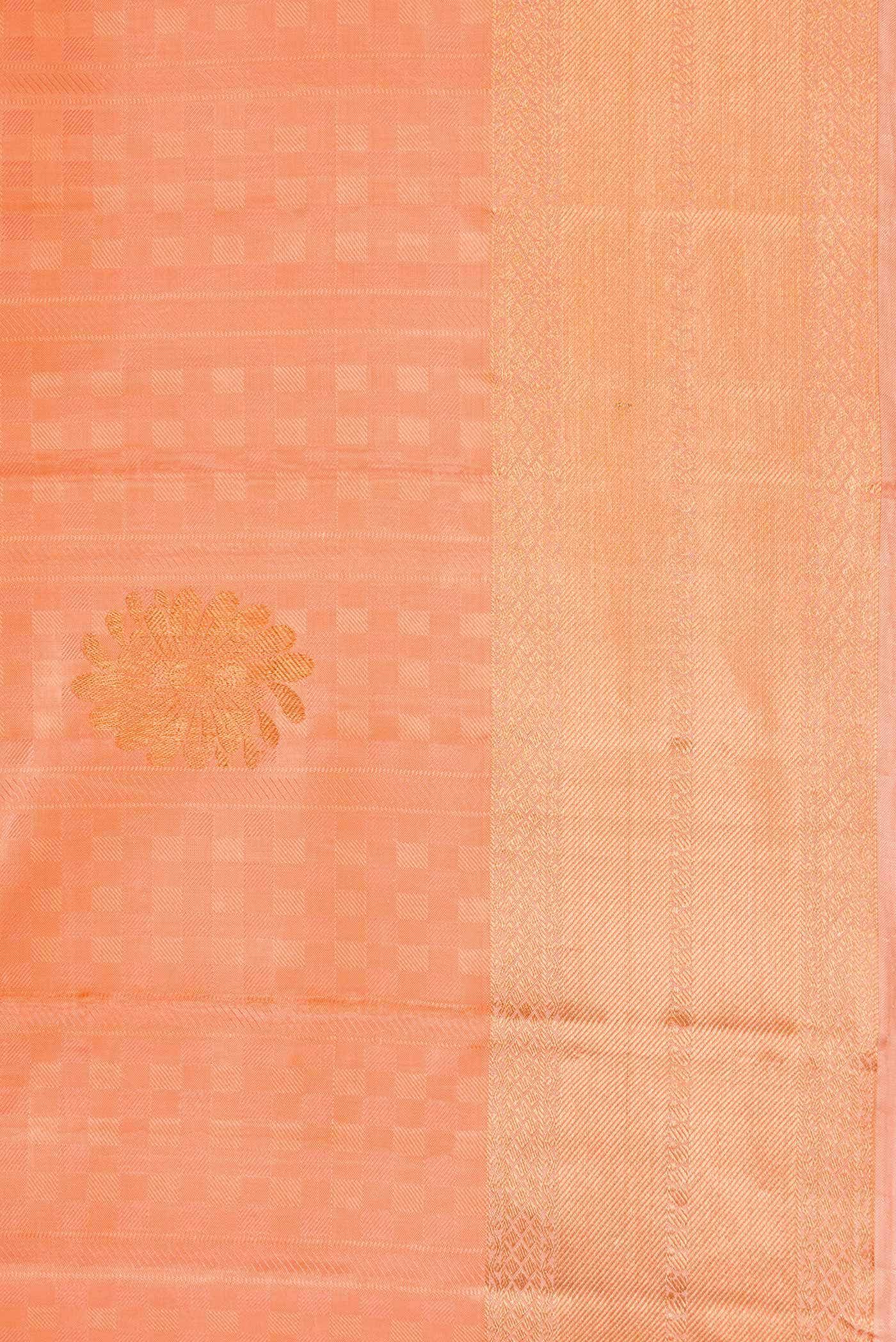 Golden Peach Kanchipuram Silk Saree