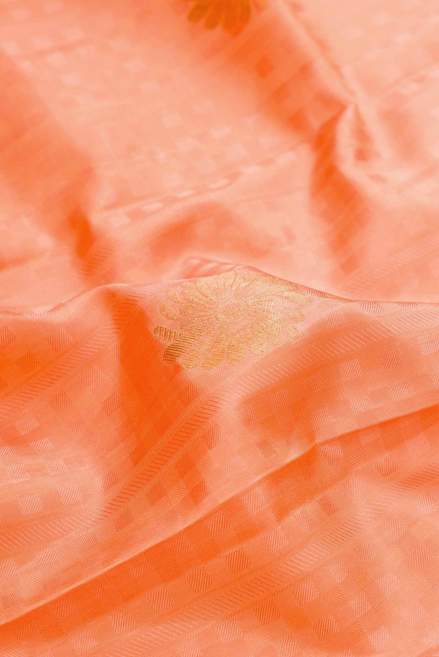 Golden Peach Kanchipuram Silk Saree
