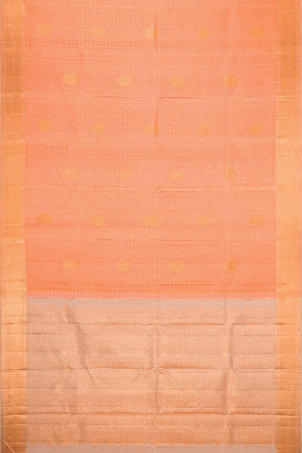 Golden Peach Kanchipuram Silk Saree