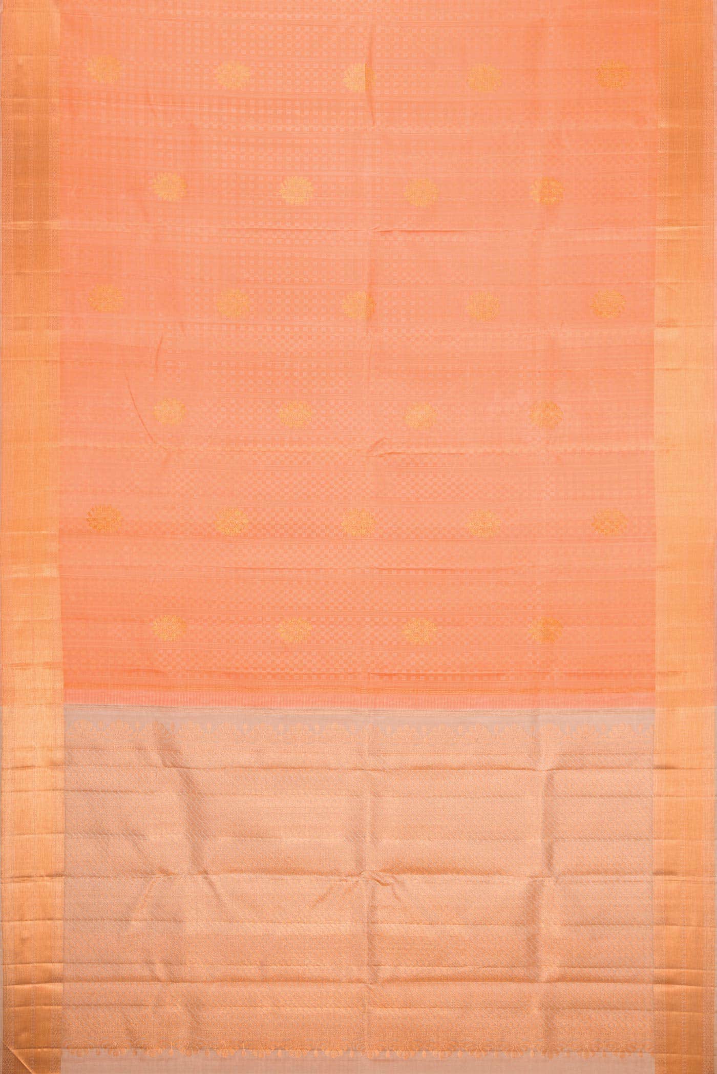 Golden Peach Kanchipuram Silk Saree