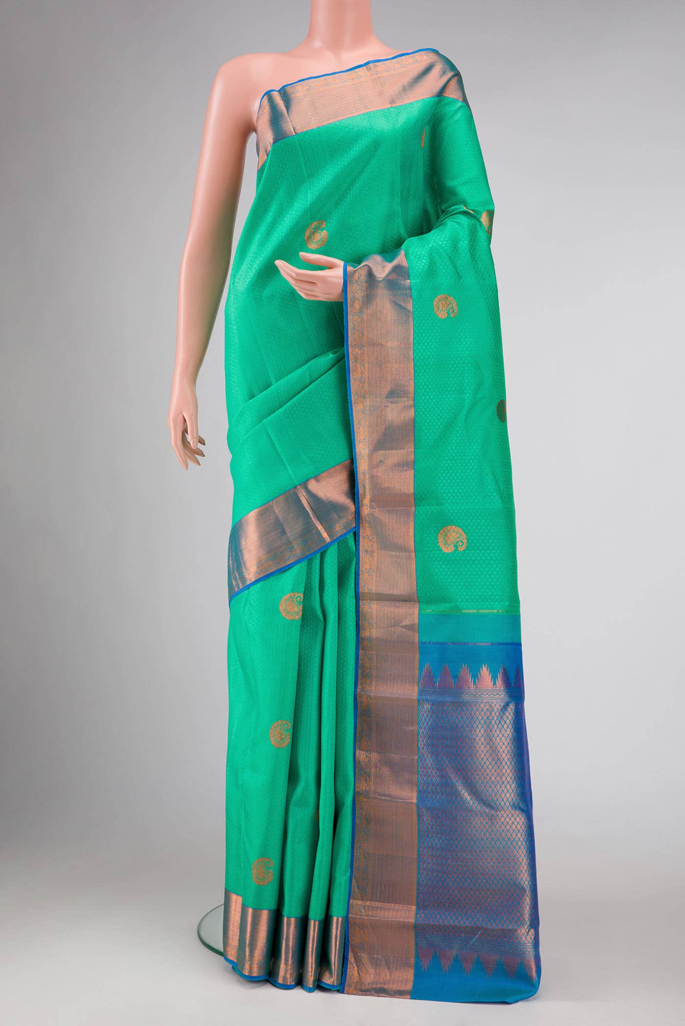 Sea Green Kanchipuram Silk Saree