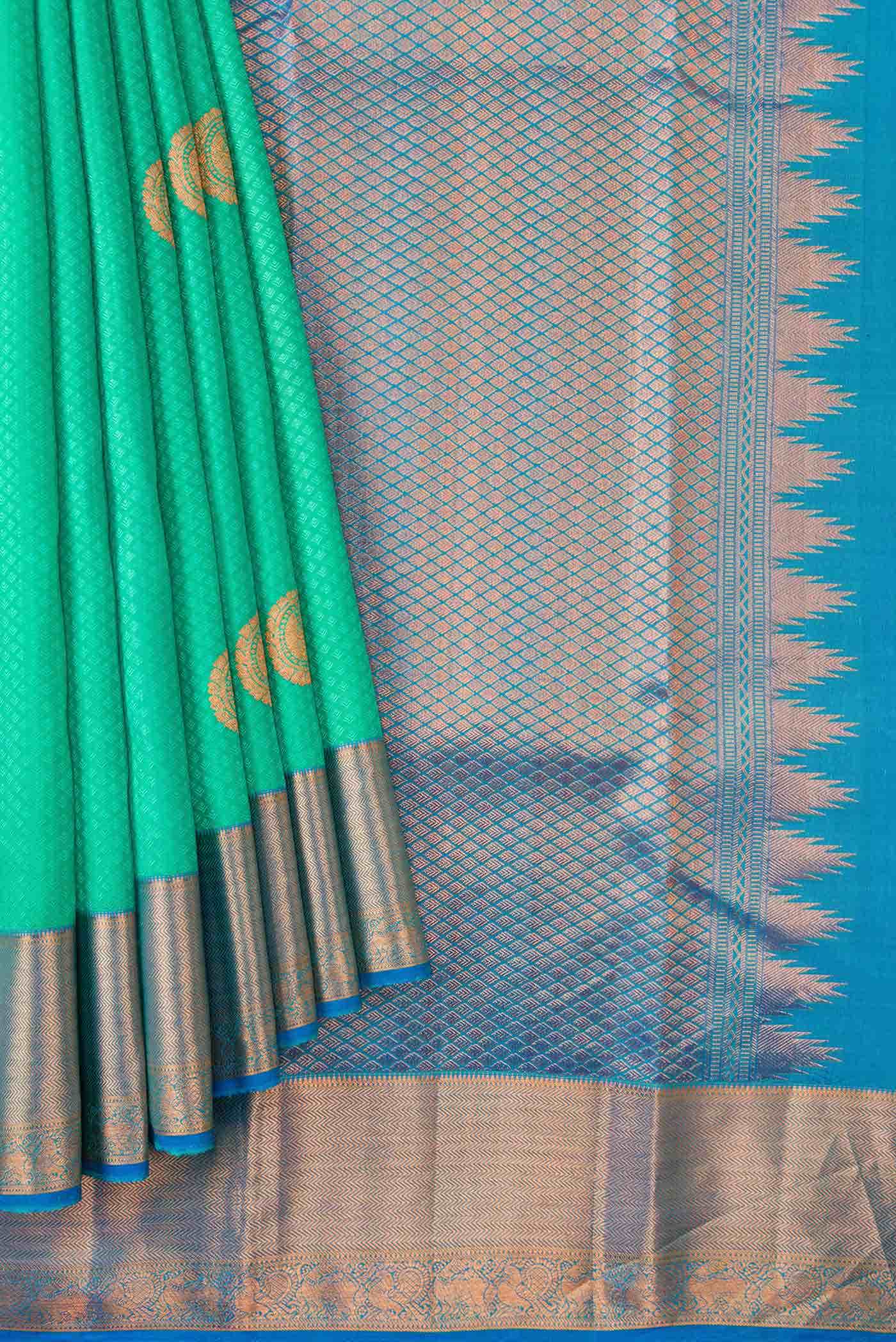 Sea Green Kanchipuram Silk Saree
