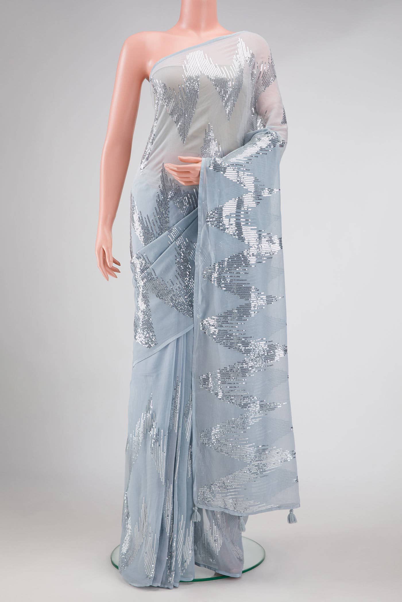 Grey Mysore Georgette Saree
