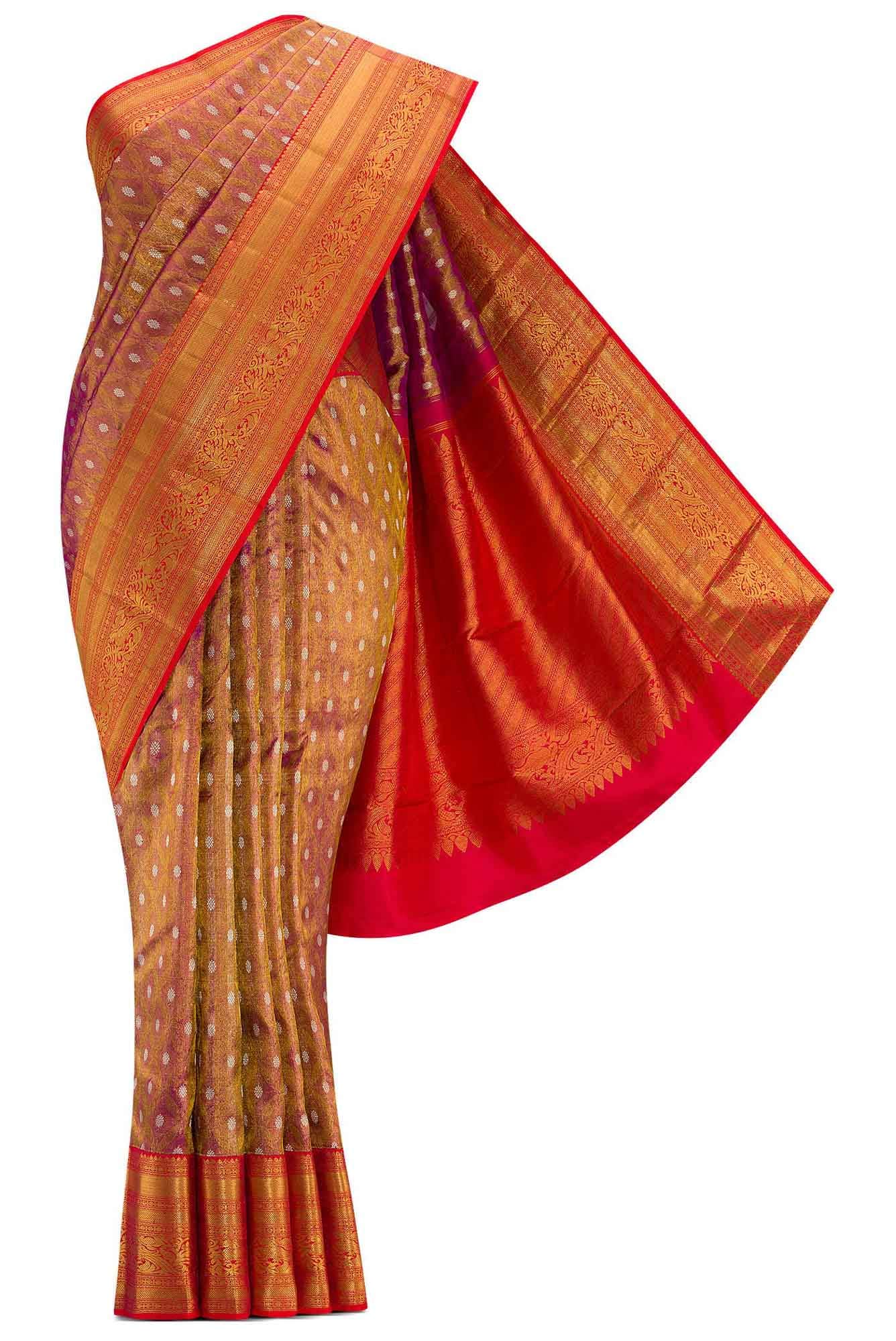 Purple Dual Tone Kanchipuram Tissue Silk Saree
