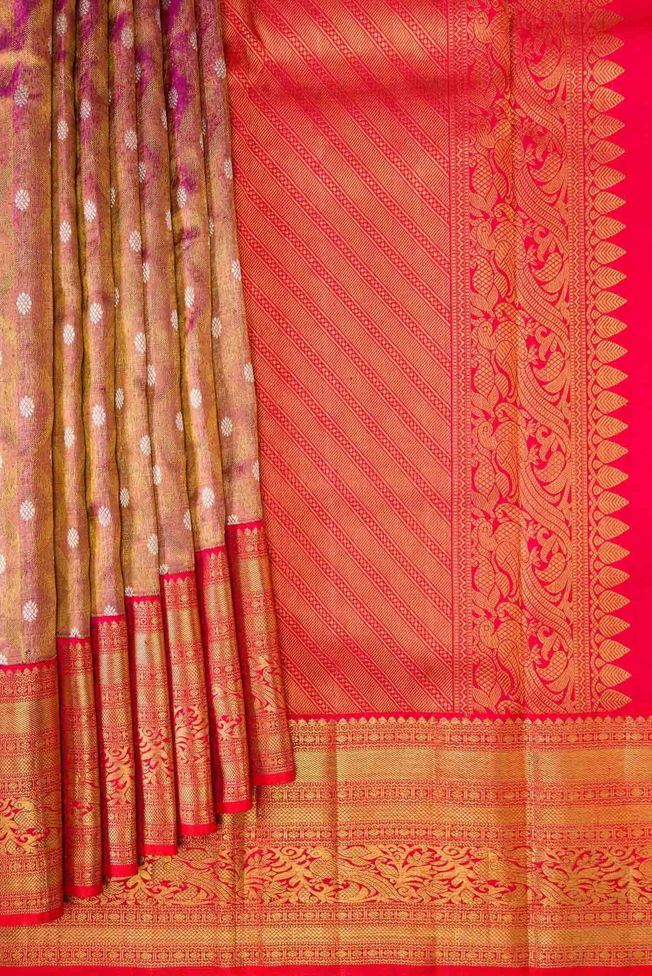 Purple Dual Tone Kanchipuram Tissue Silk Saree