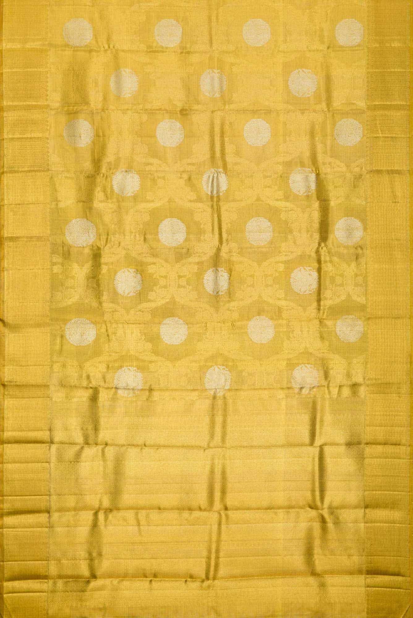 Pure Silk Pure Zari Gold Dual Tone Kanchipuram Tissue Saree
