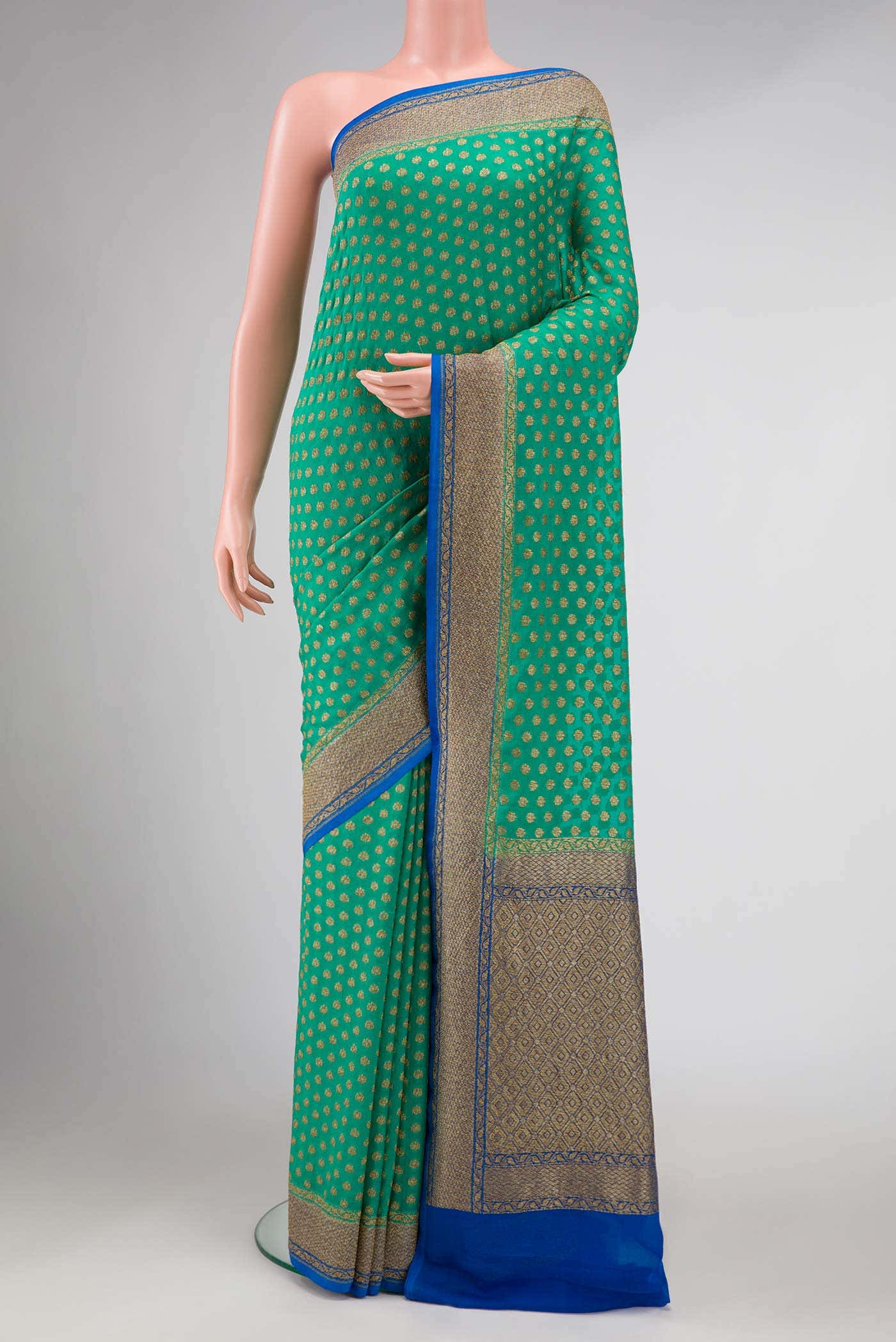 Green Dual Tone Mysore Georgette Saree