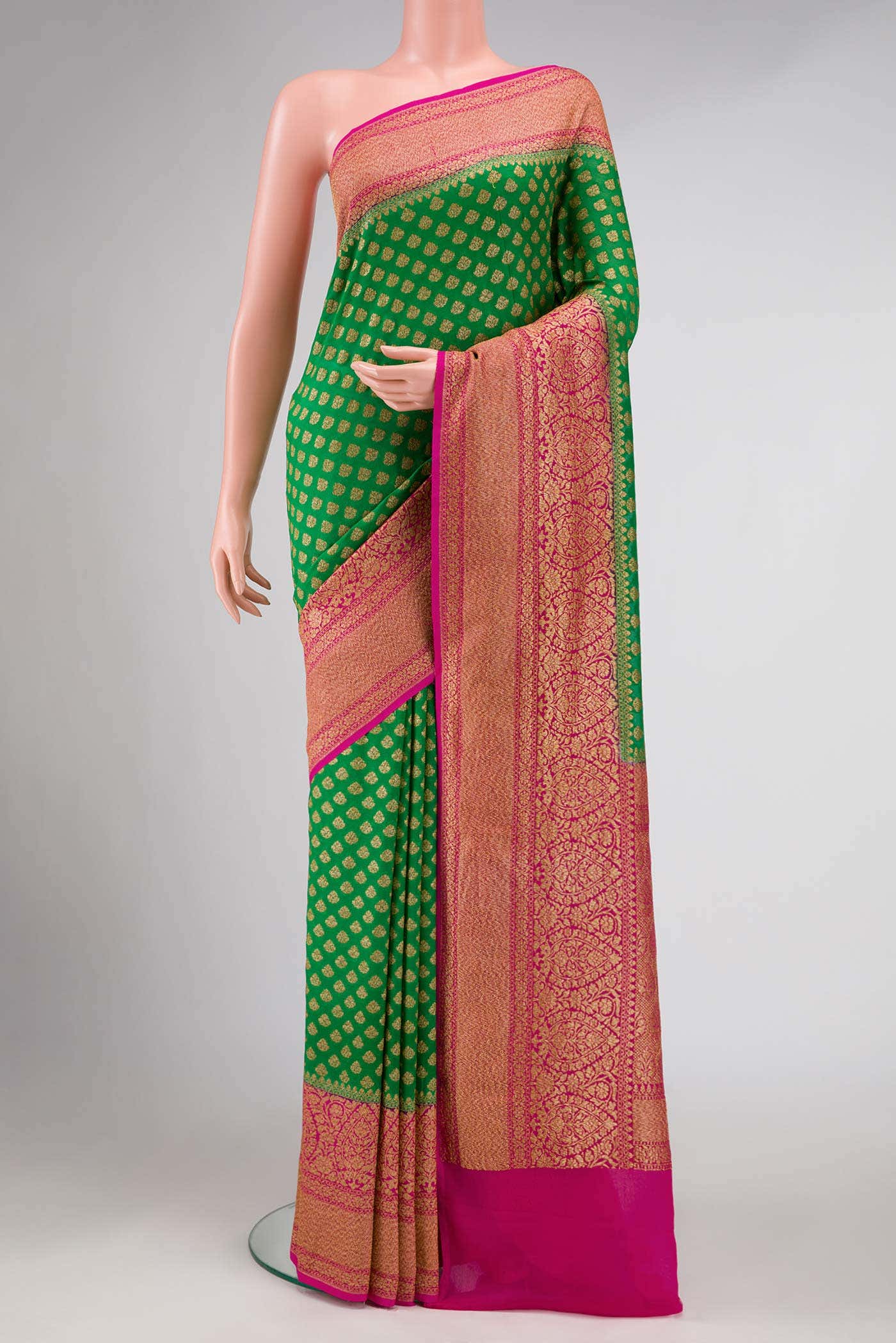 Green Dual Tone Mysore Georgette Saree