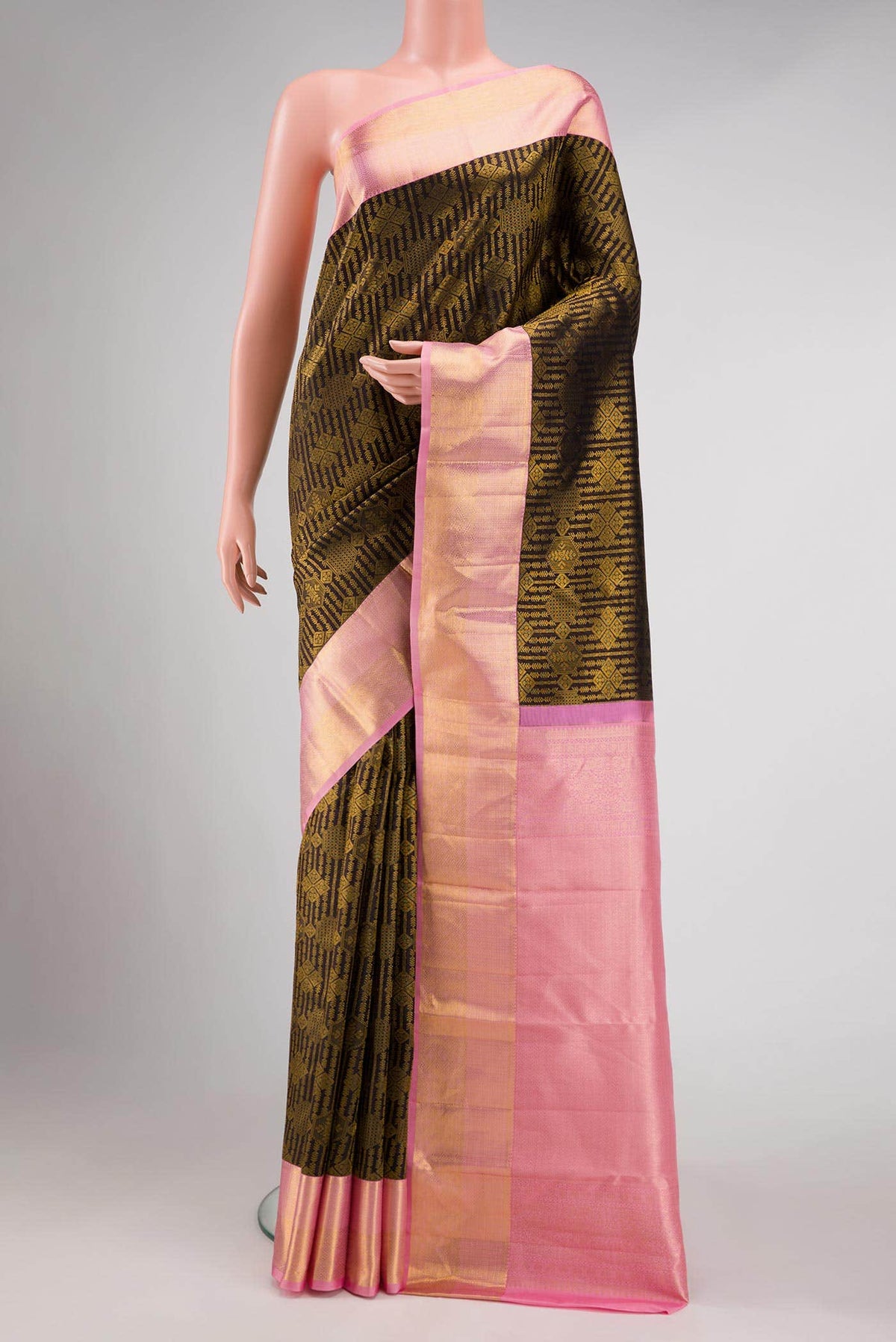 Coffee Brown Dual Tone Kanjivaram Silk Saree