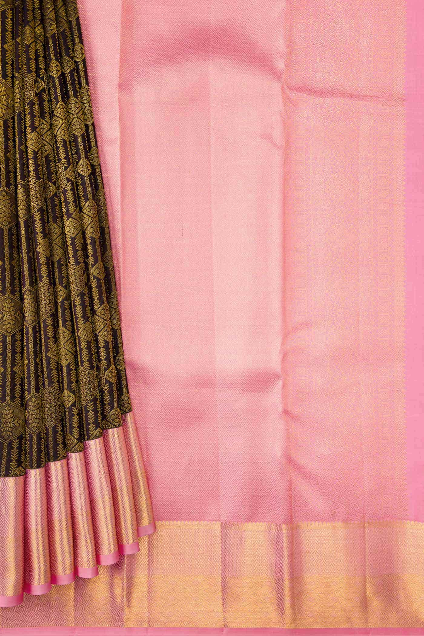 Coffee Brown Dual Tone Kanchipuram Silk Saree