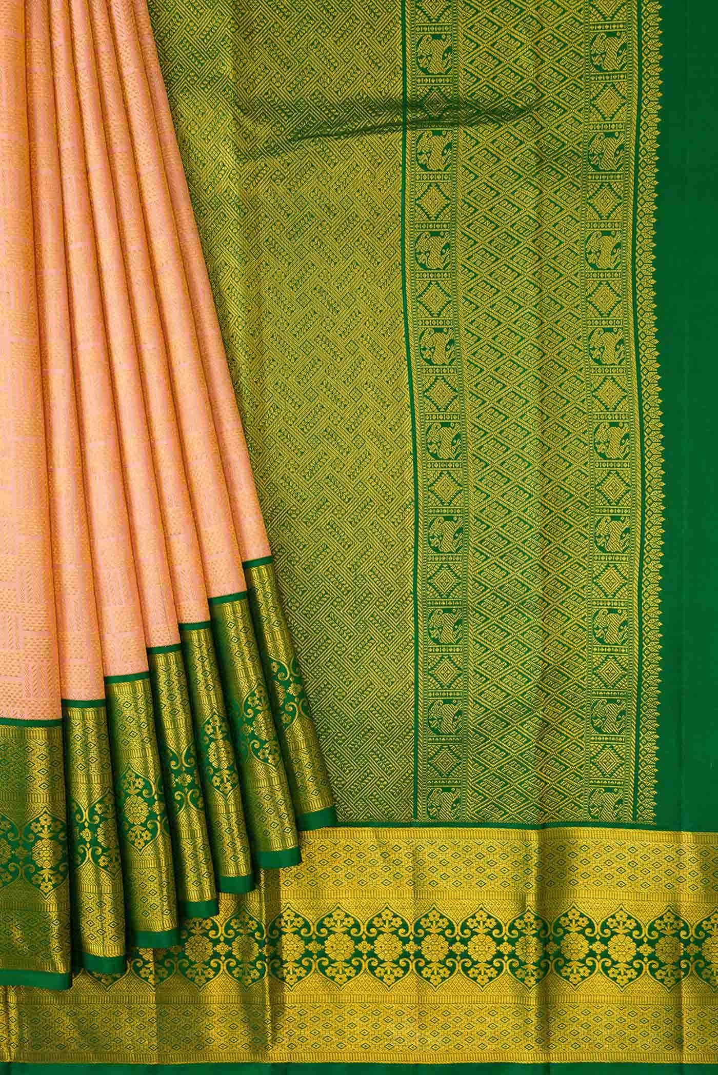 Peach Dual Tone Kanchipuram Silk Saree