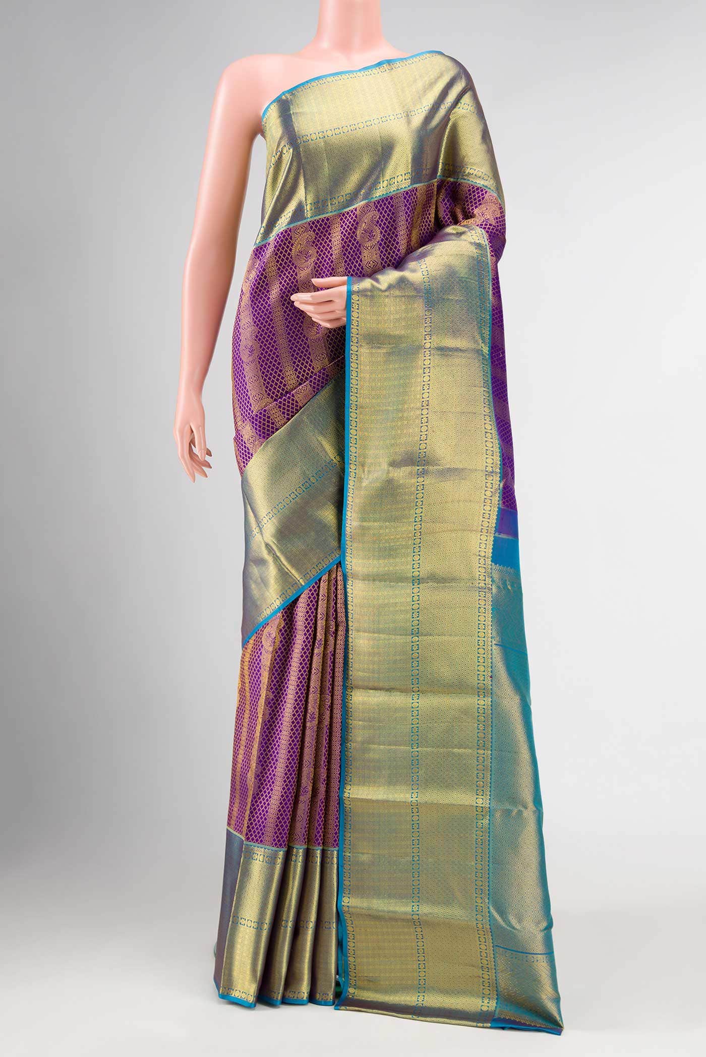 Violet Dual Tone Kanchipuram Silk Saree