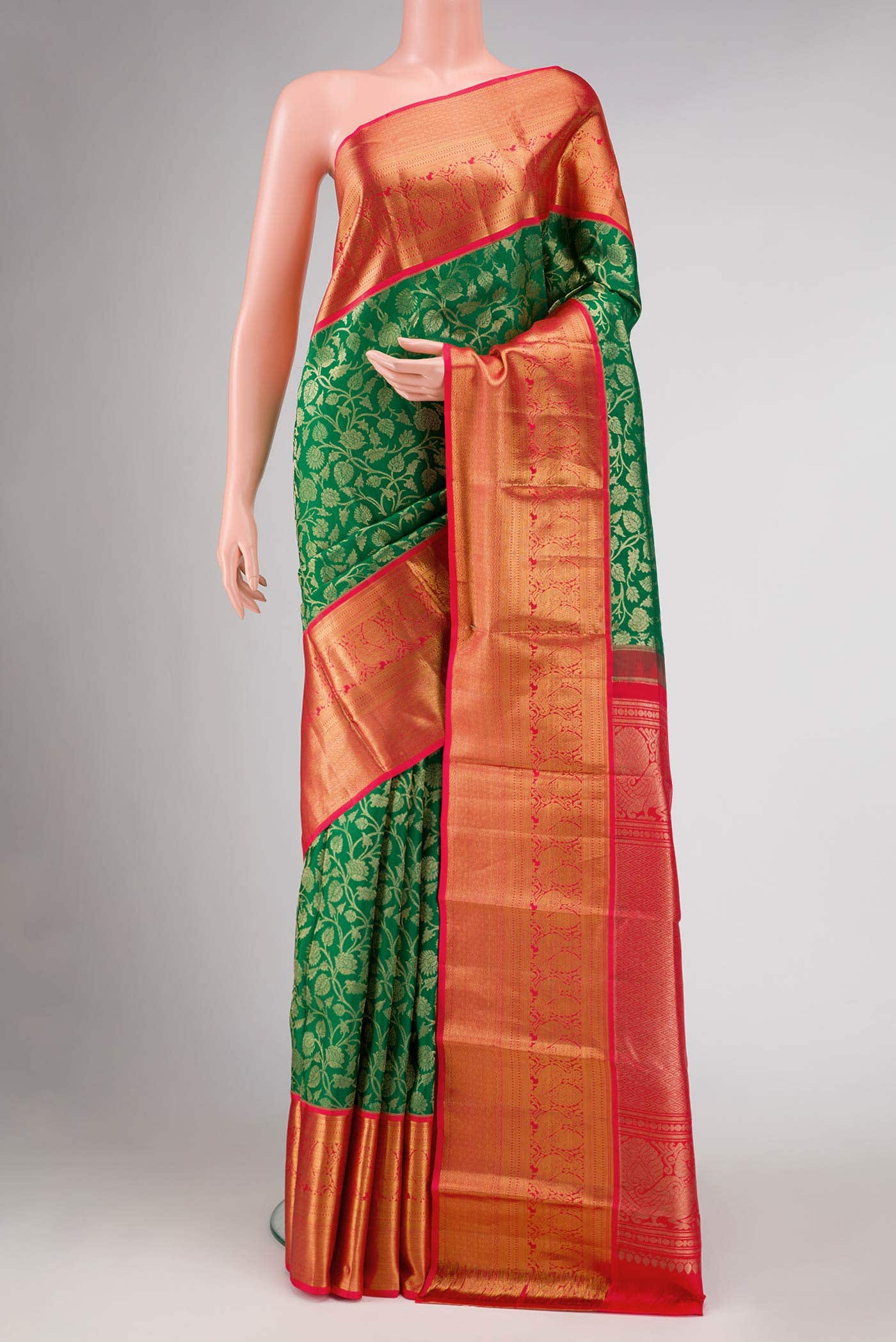 Green Dual Tone Kanchipuram Silk Saree