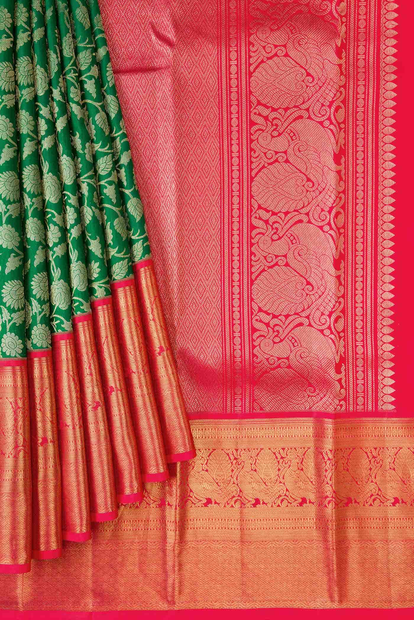 Green Dual Tone Kanchipuram Silk Saree
