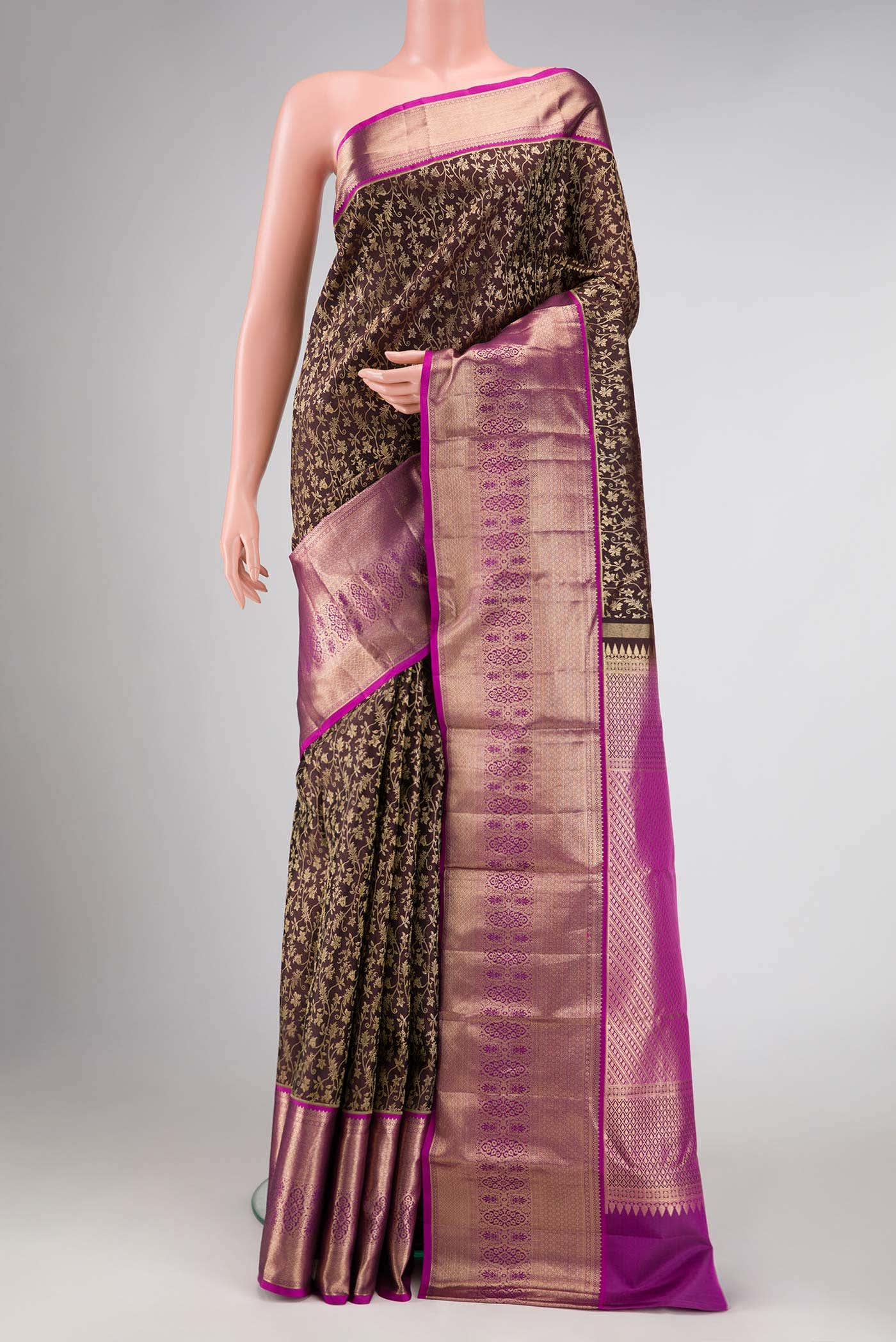 Brown Dual Tone Kanchipuram Silk Saree