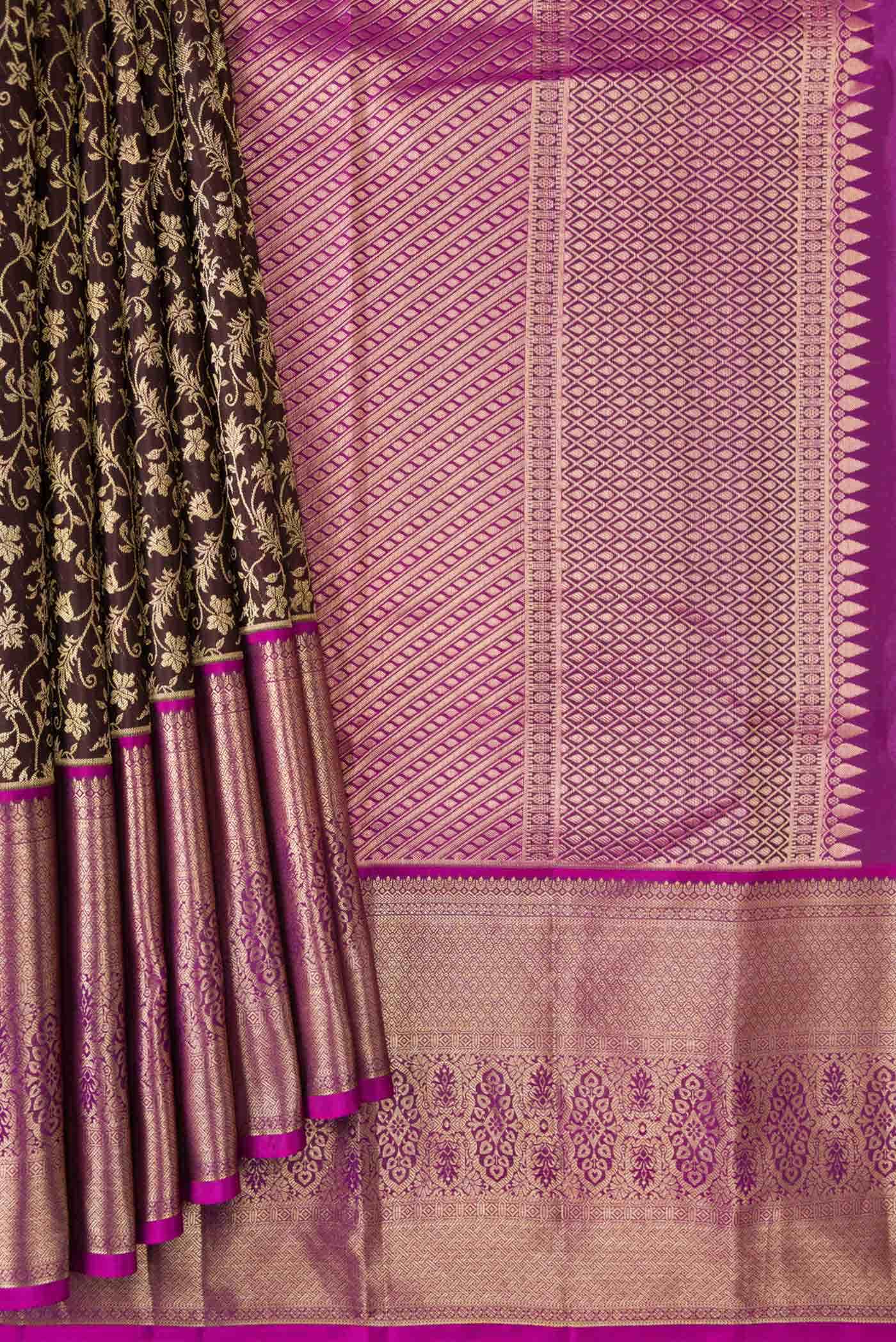 Brown Dual Tone Kanchipuram Silk Saree