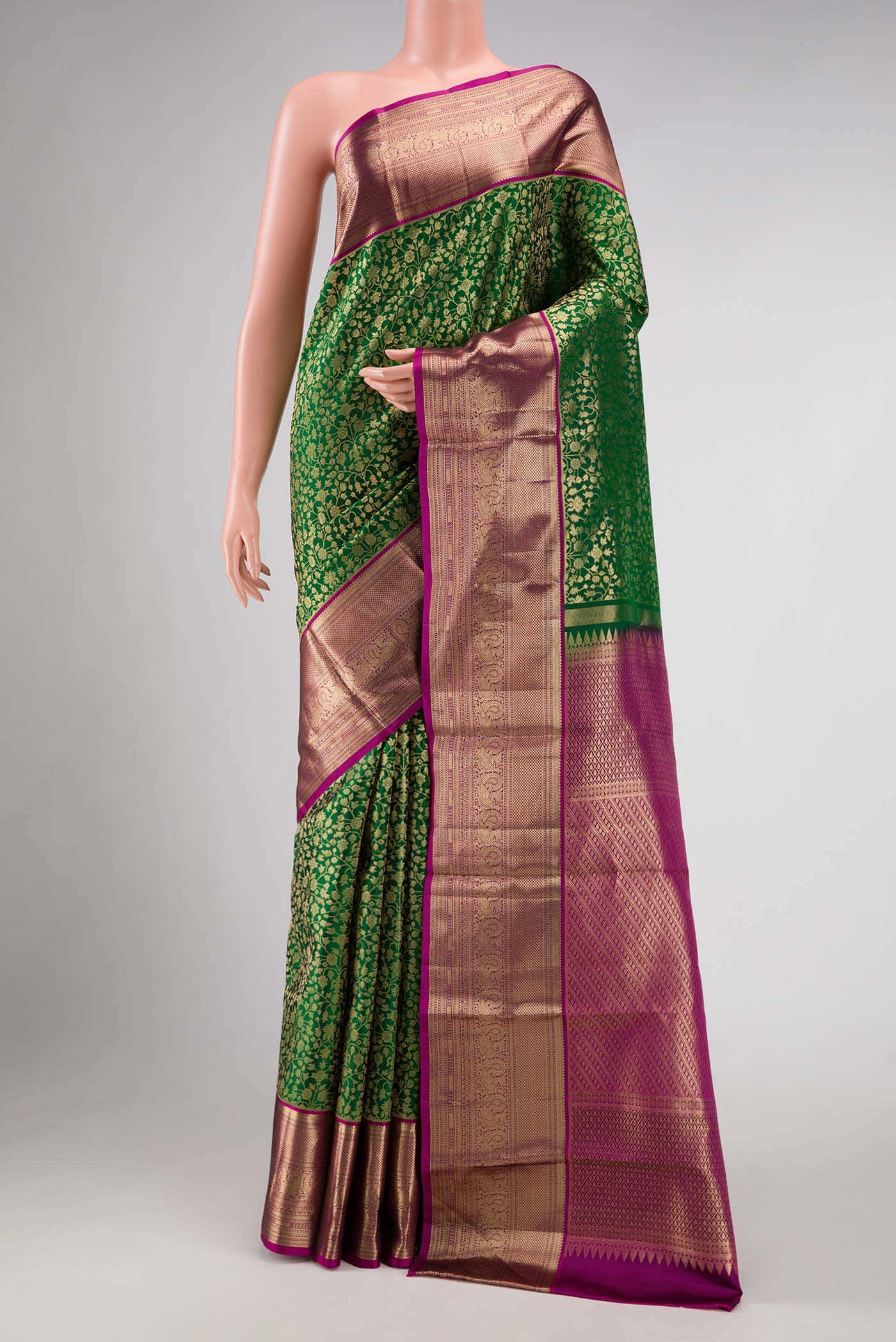 Green Dual Tone Kanchipuram Silk Saree